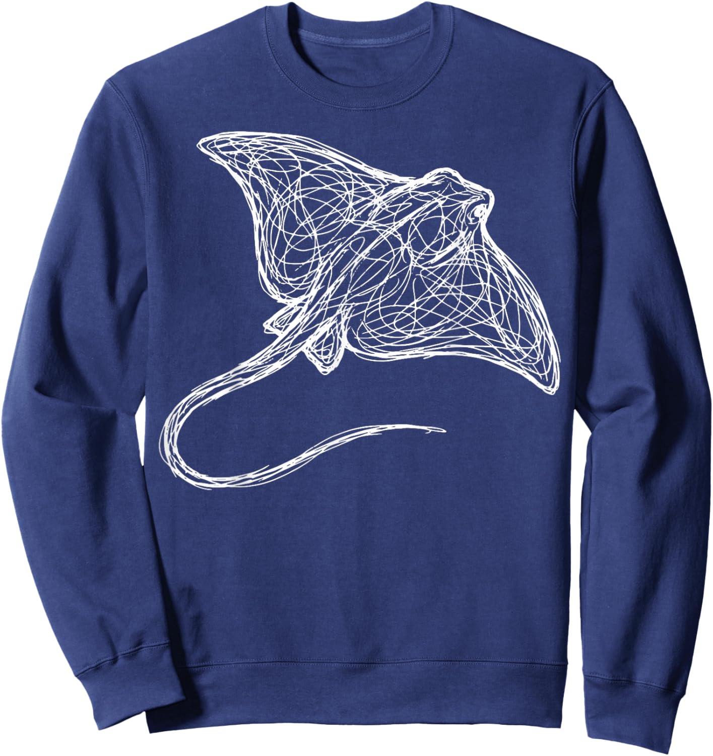 Stingray Line Art Sting Ray Scuba Diver Snorkeler Sweatshirt - Sweatshirt | Navy