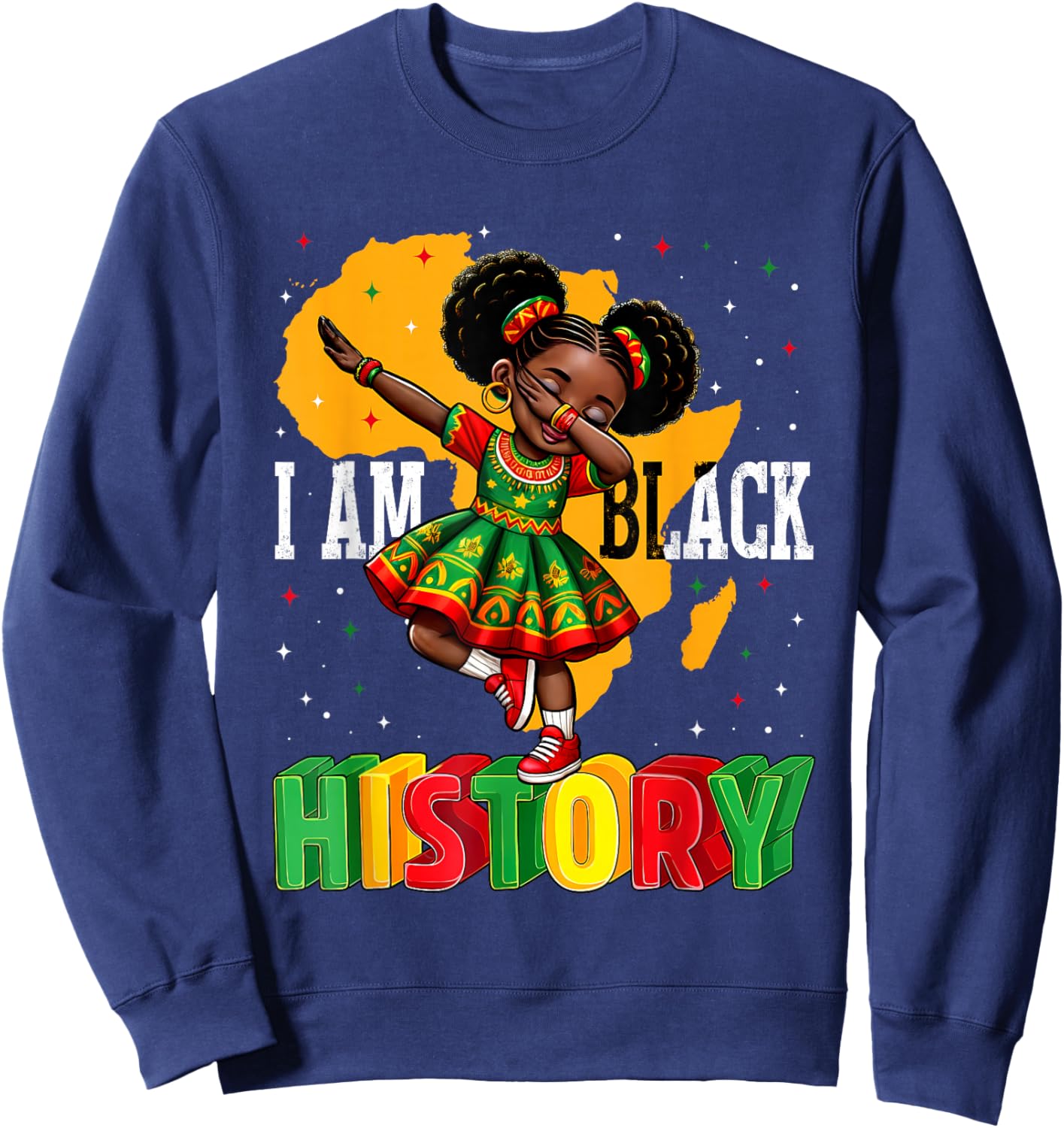 African American Girl Kid I Am Black History Month Sweatshirt - Sweatshirt | Navy