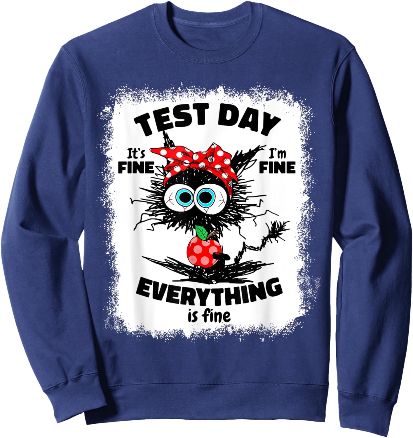 Test Day Funny Stressed Cat Teacher Student Kids Testing Day Sweatshirt - Sweatshirt | Navy