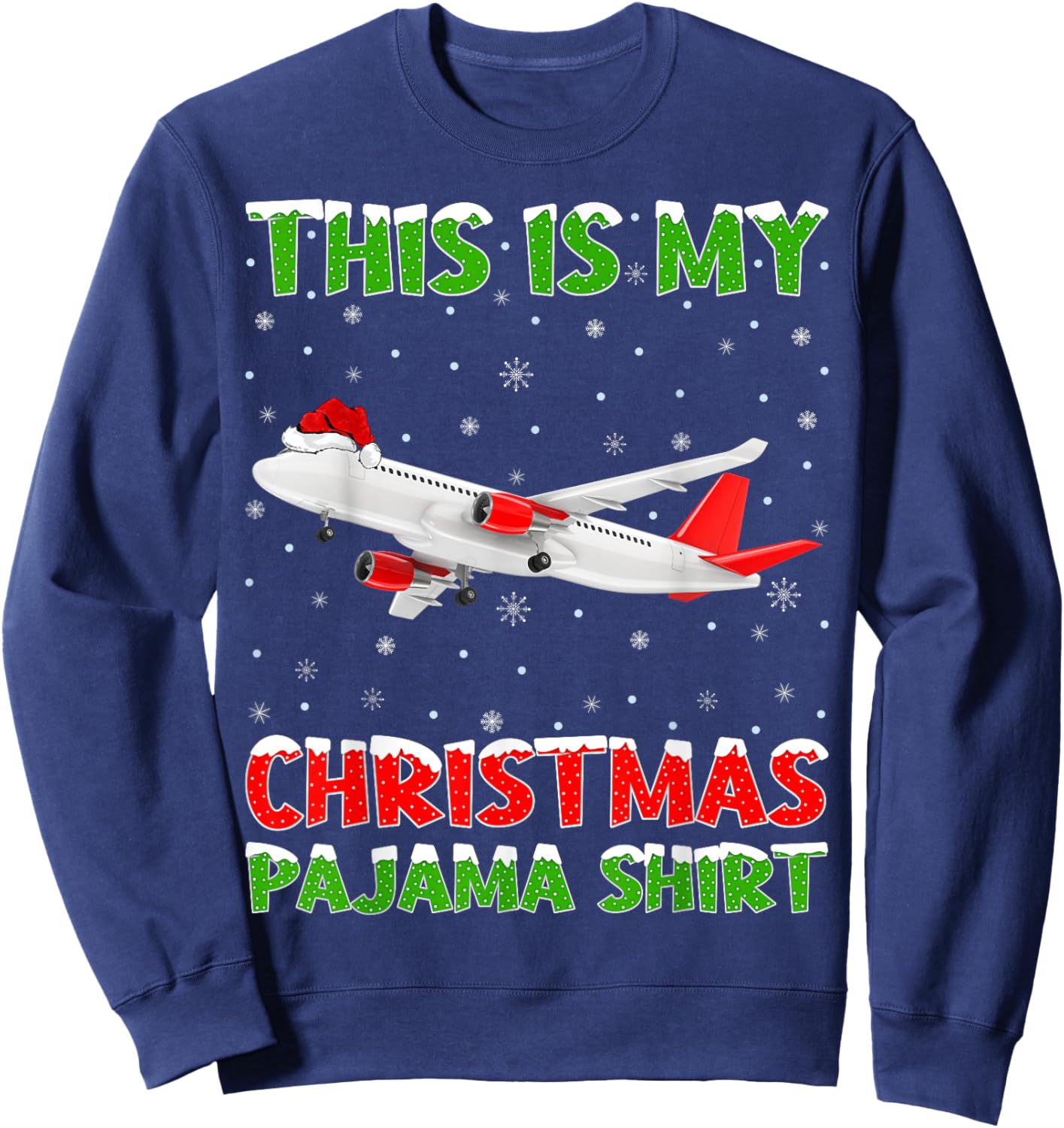Airplane Xmas Tree Lights This Is My Christmas Pajama Sweatshirt - Sweatshirt | Navy