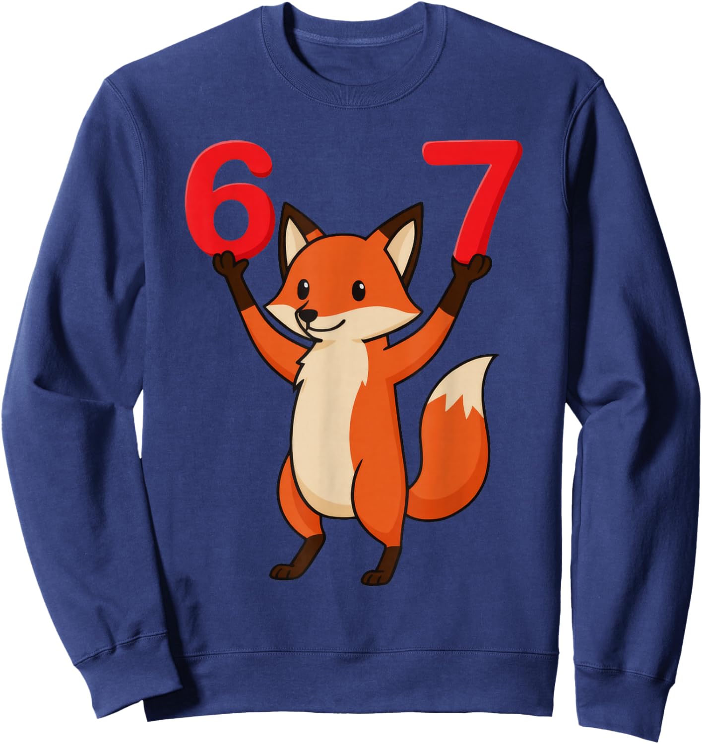 Fox 67 Meme Six Seven Funny Sweatshirt - Sweatshirt | Navy