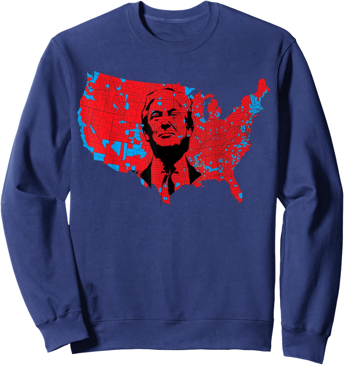 Red Wave Map of USA in the Trump 2024 Presidential Election Sweatshirt - Sweatshirt | Navy