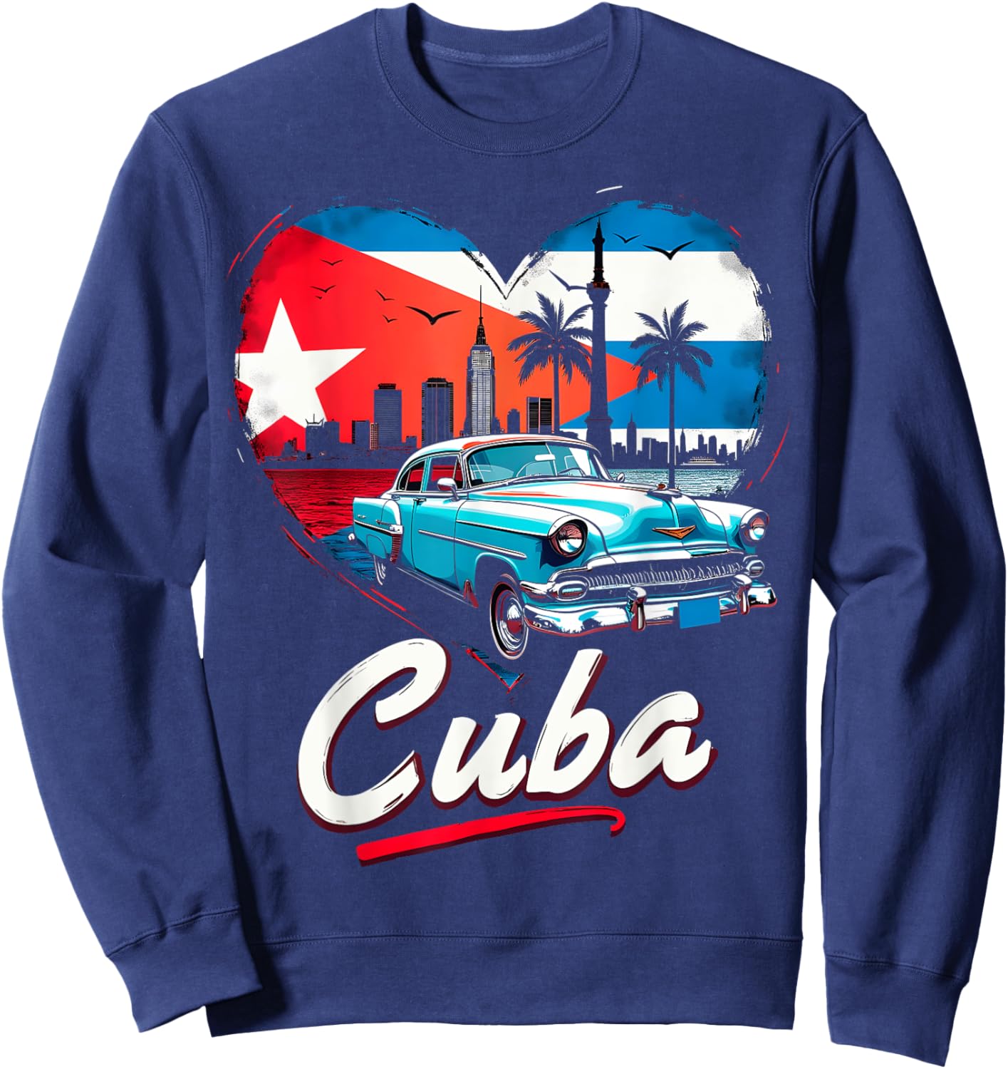 Cuba Retro Love Sweatshirt - Sweatshirt | Navy