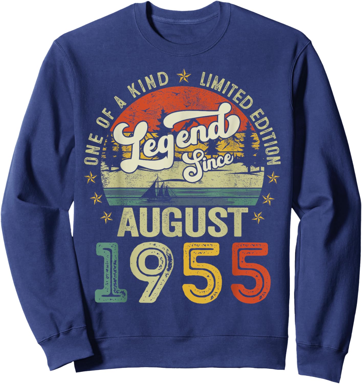 70 Years Old Legend since August 1955 70th Birthday Men Dad Sweatshirt - Sweatshirt | Navy