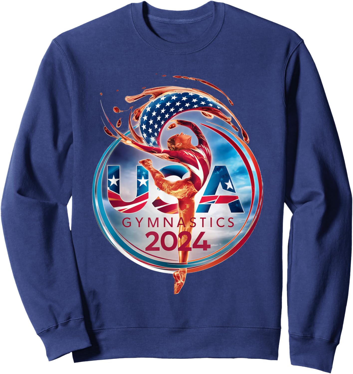 Vibrant Gymnastics 2024 Logo: Strength and Elegance USA Sweatshirt - Sweatshirt | Navy
