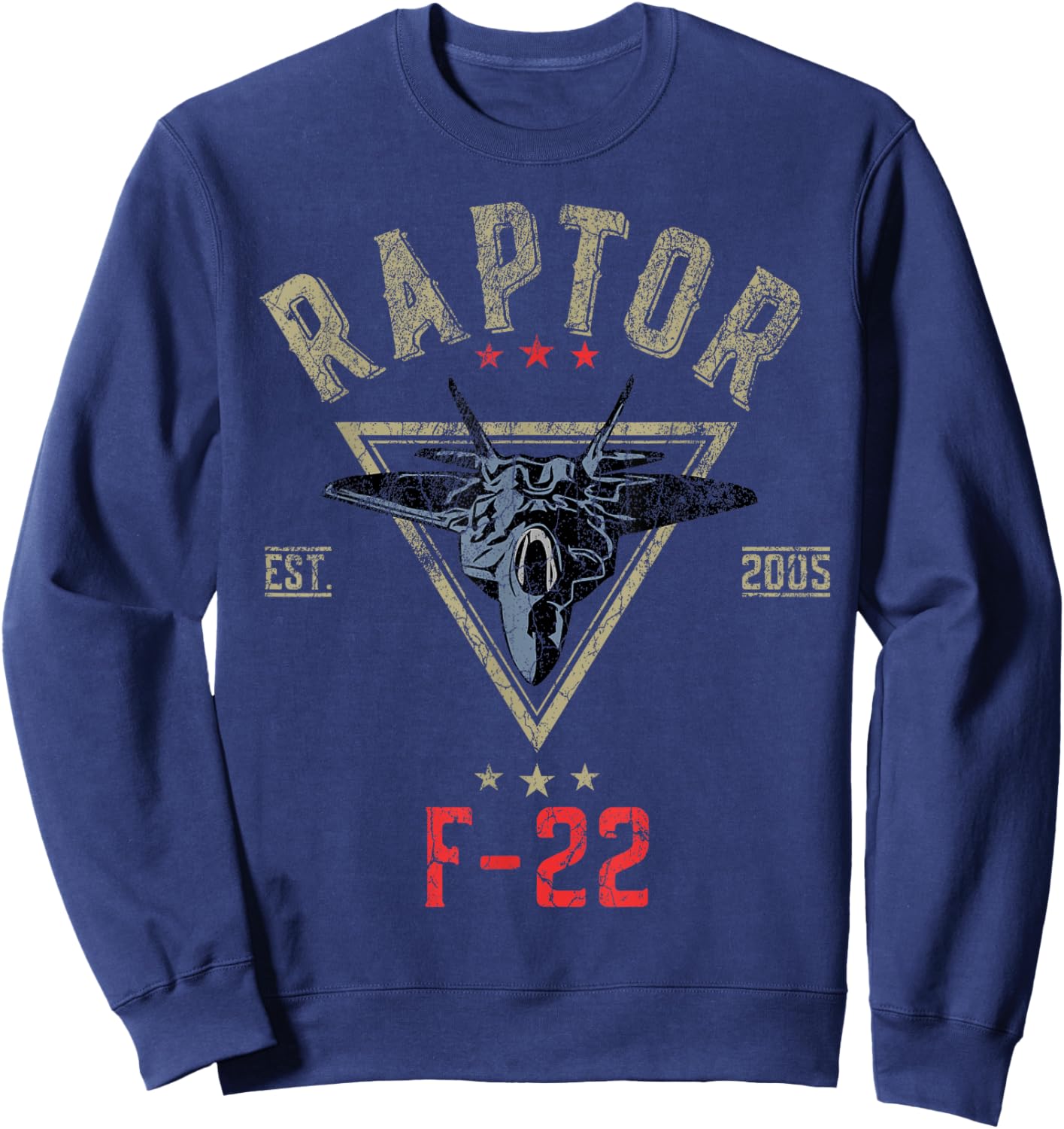 Vintage F-22 Raptor Fighter Jet | Aircraft Veteran Sweatshirt - Sweatshirt | Navy