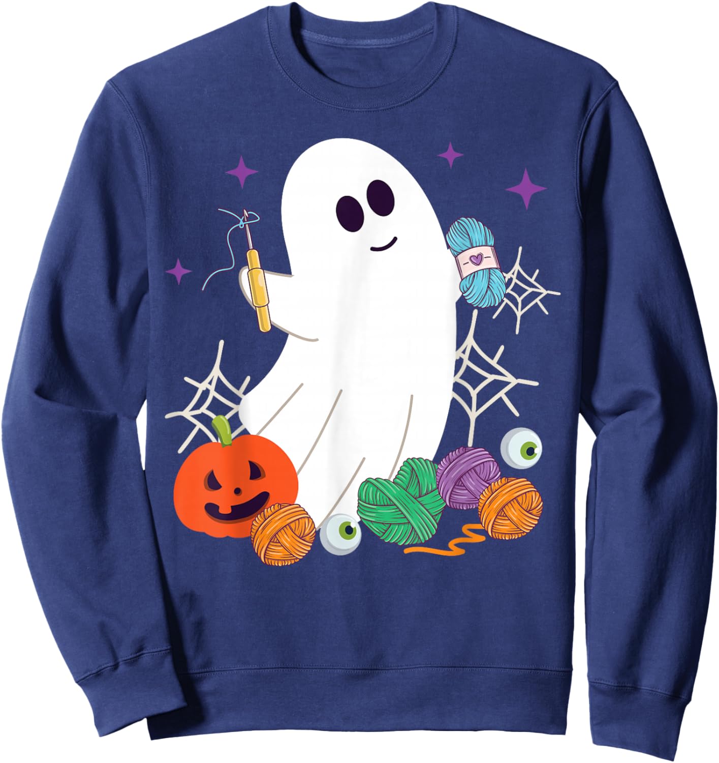 Crocheting Halloween Ghost Sweatshirt - Sweatshirt | Navy