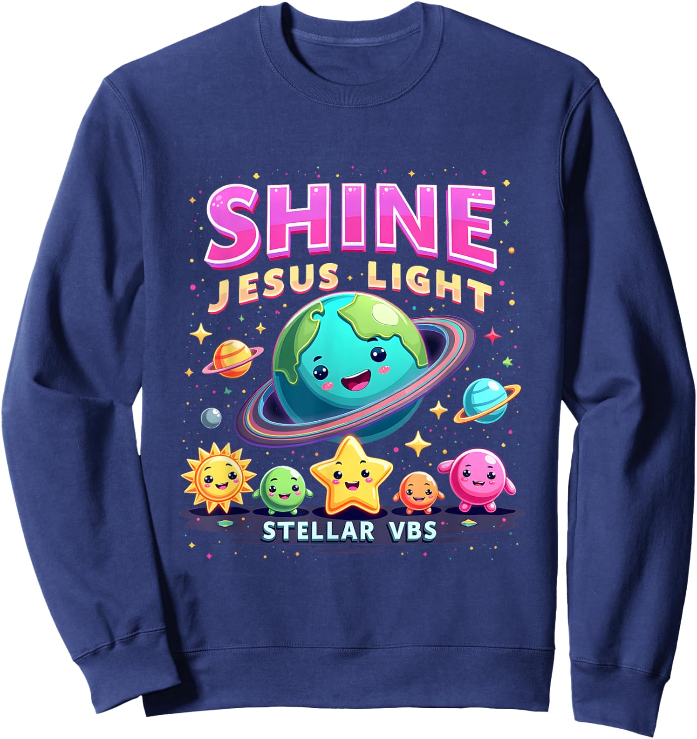 VBS 2025 Jesus Vacation School Camp Christian Stellar Space Sweatshirt - Sweatshirt | Navy