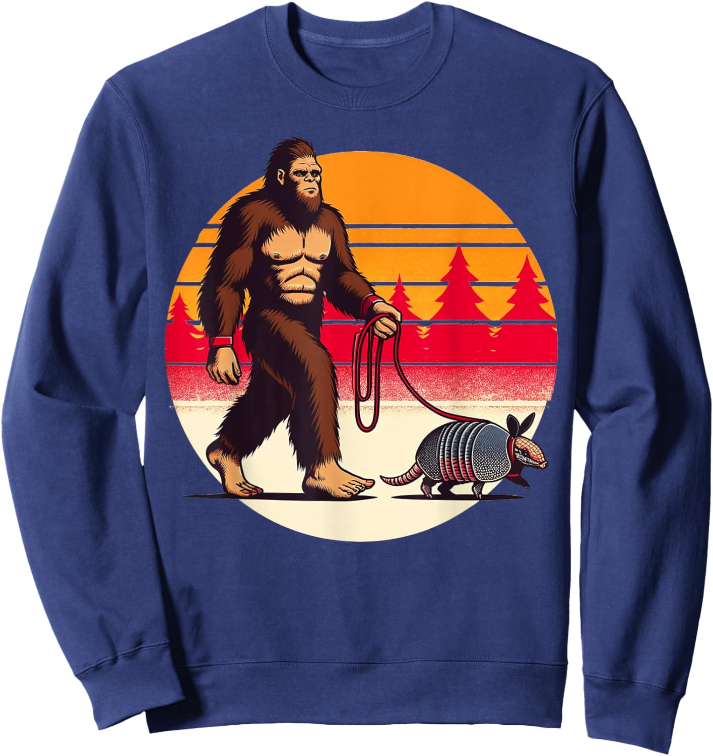 Armadillo-Shirt Bigfoot Walking Armadillos Funny Men Dad Sweatshirt - Sweatshirt | Navy