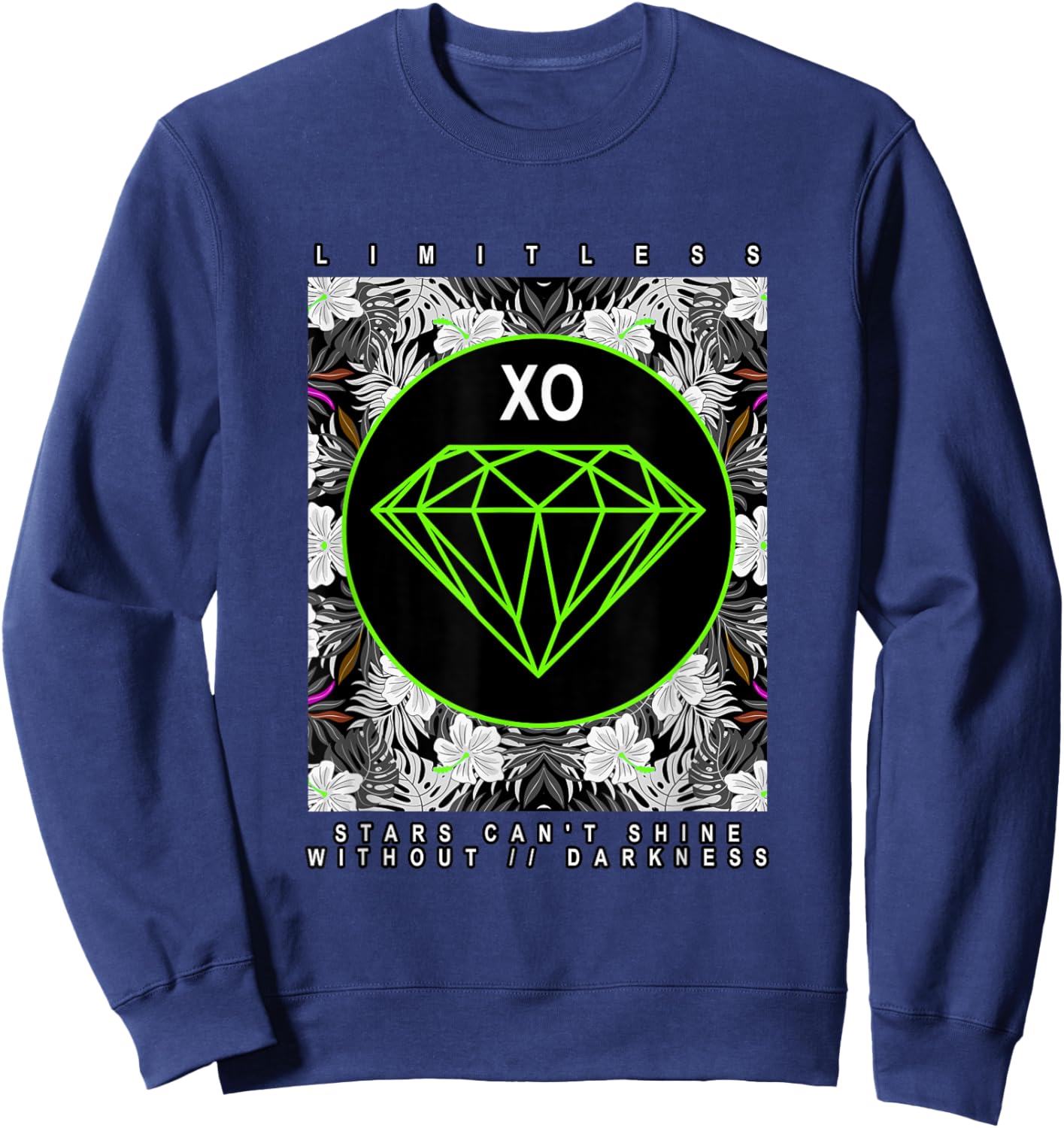 Green Color Diamond in The Dark Green Graphic Sweatshirt - Sweatshirt | Navy
