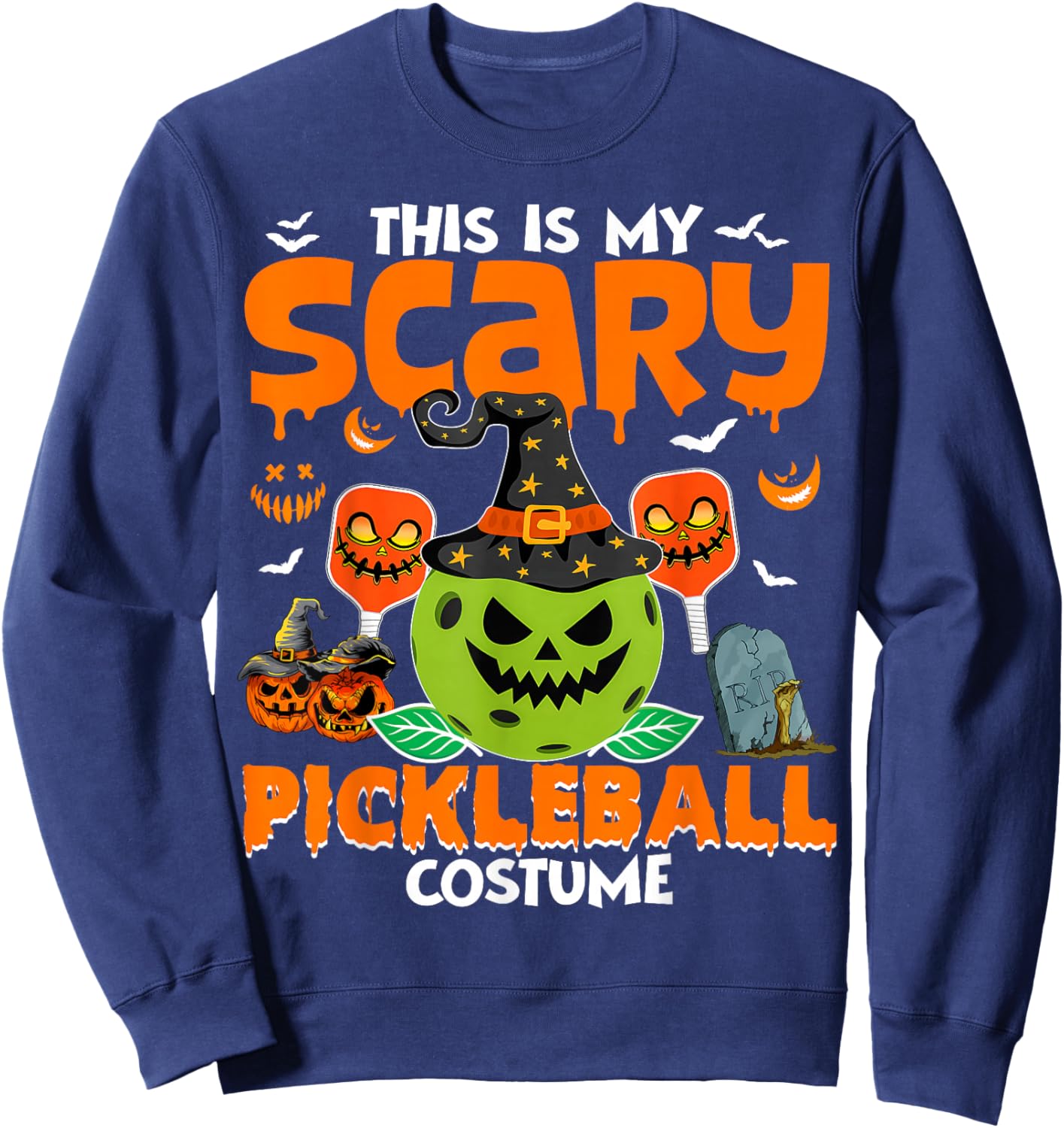 This is My Scary Pickleball Costume Pickleball Halloween Sweatshirt - Sweatshirt | Navy