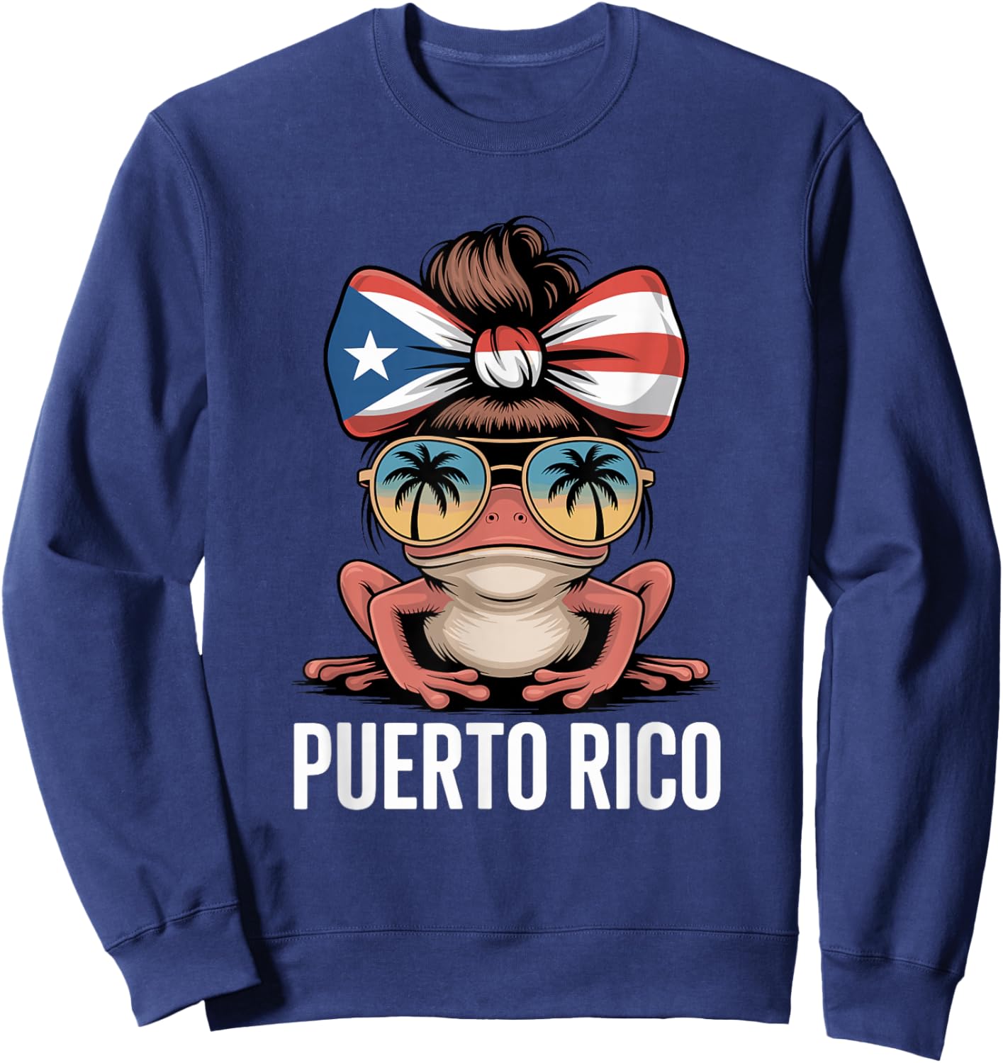Boricua Coqui Frog Puerto Rico Puerto Rican Woman Sweatshirt - Sweatshirt | Navy