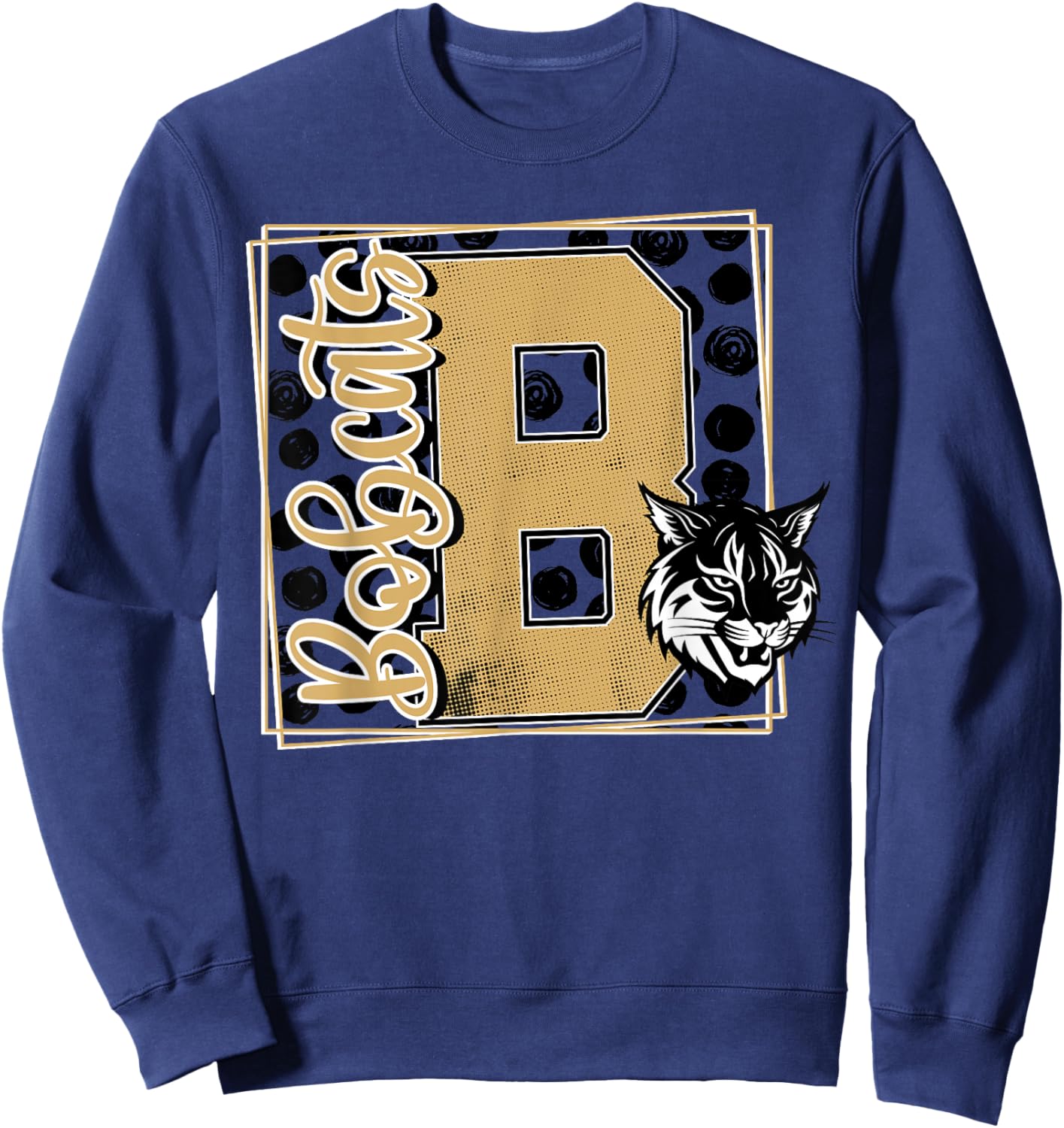 Bobcat Pride School Spirit Mascot Gold Bobcats Game Day Sweatshirt - Sweatshirt | Navy