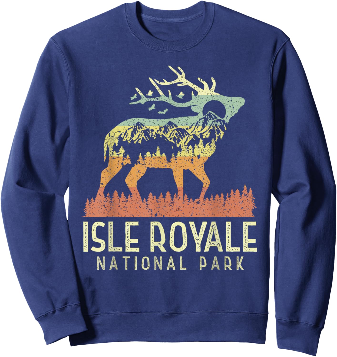 Isle Royale - US National Park Vintage Men Women Kids Retro Sweatshirt - Sweatshirt | Navy