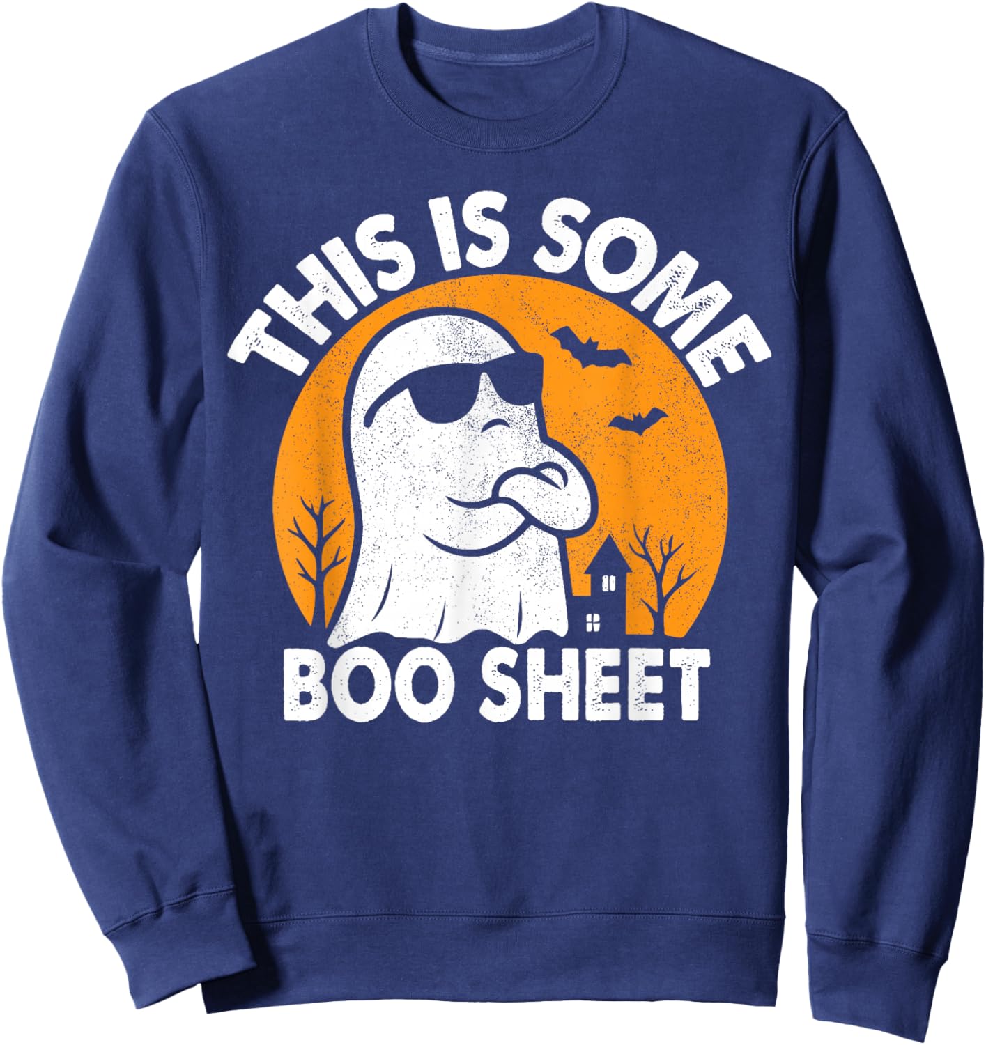 Cool Ghost Funny Halloween Costume Spooky Party Sweatshirt - Sweatshirt | Navy