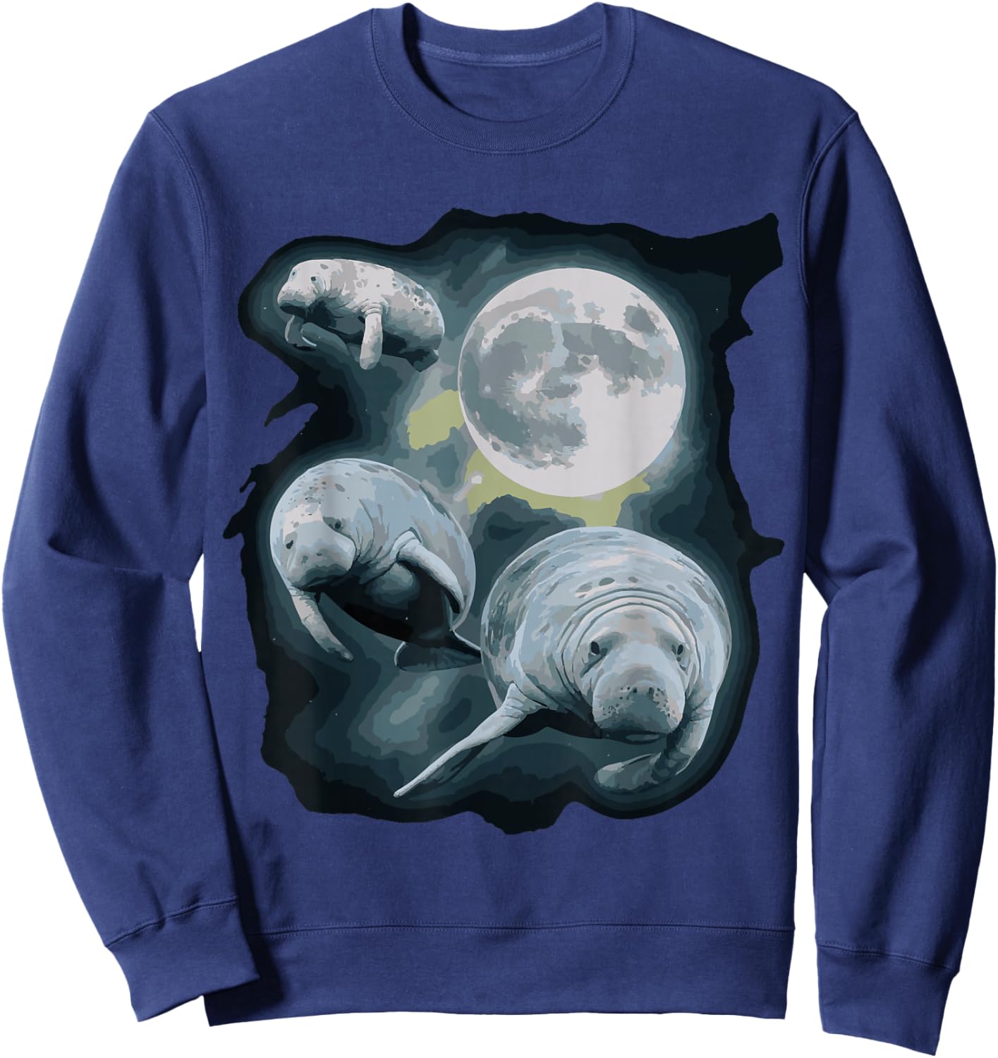 Three Manatee Howling At The Moon Sweatshirt - Sweatshirt | Navy