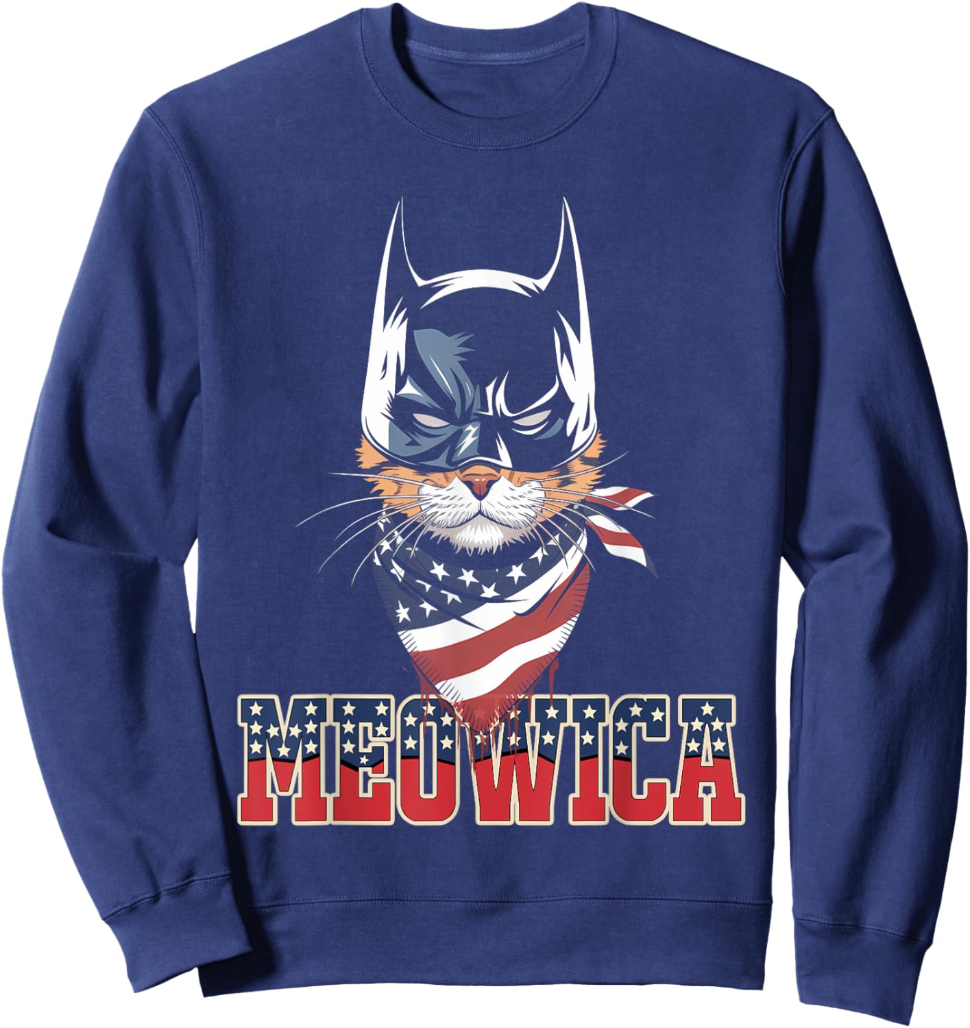 Meowica Funny Catman - US Catman 4th Of July Cat Sweatshirt - Sweatshirt | Navy