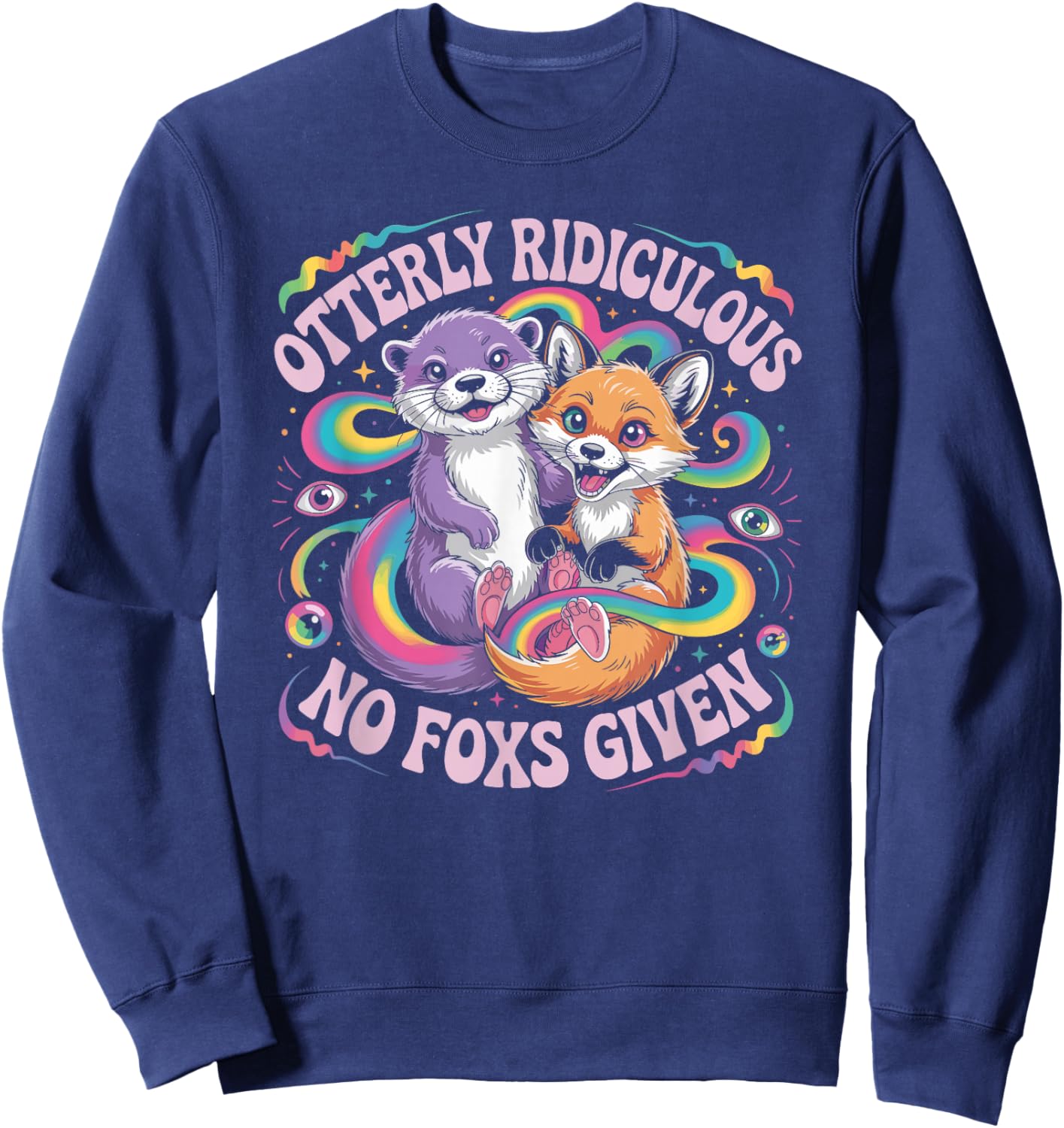 Otterly Ridiculous No Foxs Given Funny Retro Animal Pun Sweatshirt - Sweatshirt | Navy