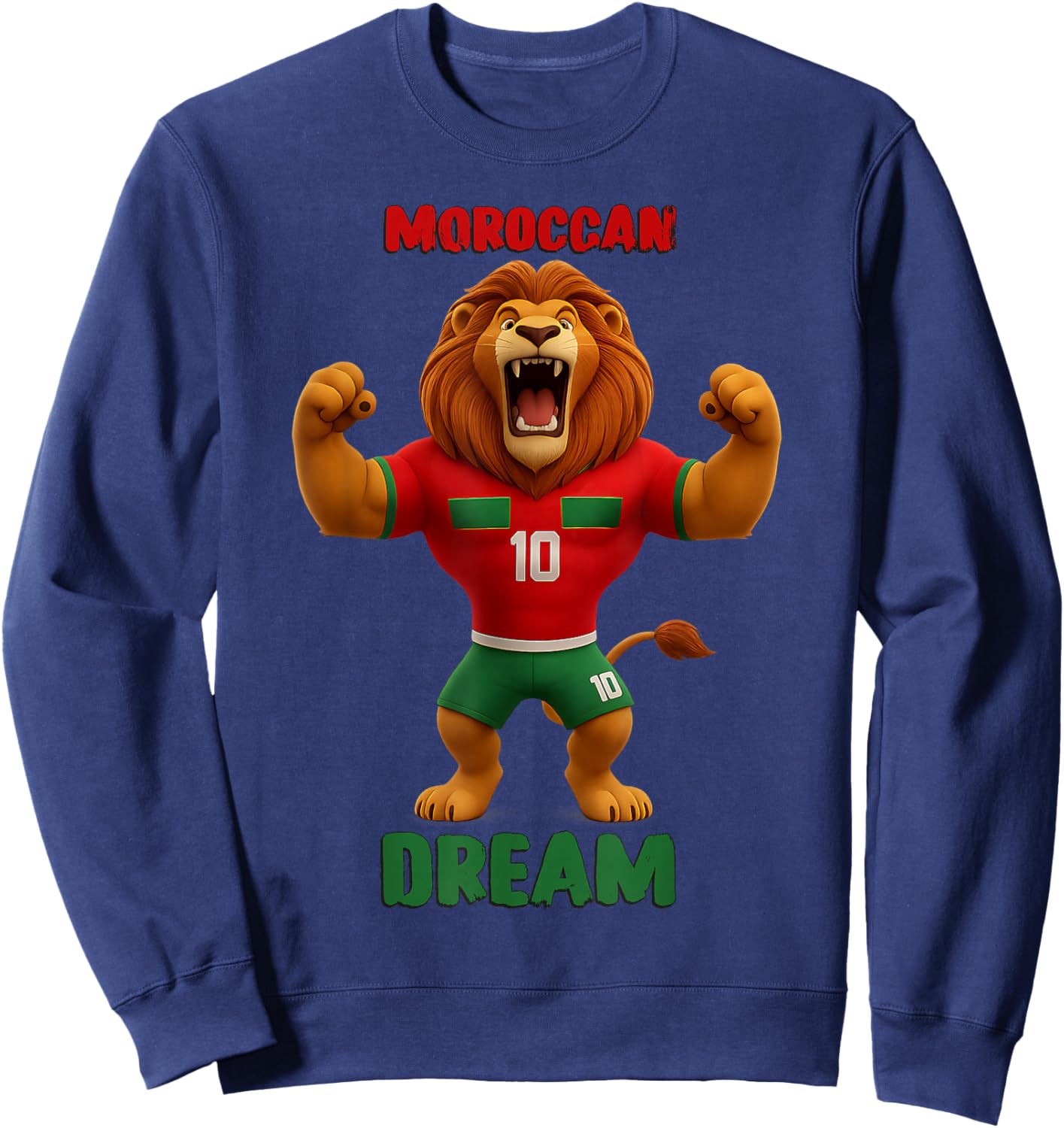 Lion Morocco Football Number 10 Pride Moroccan Sweatshirt - Sweatshirt | Navy