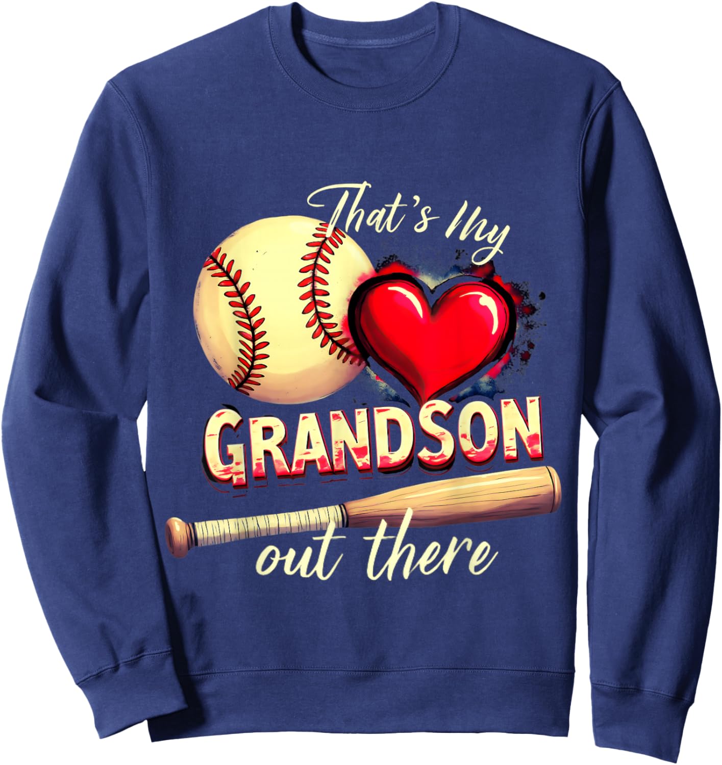 That's My Grandson Funny Women Baseball Grandma Mother's Day Sweatshirt - Sweatshirt | Navy