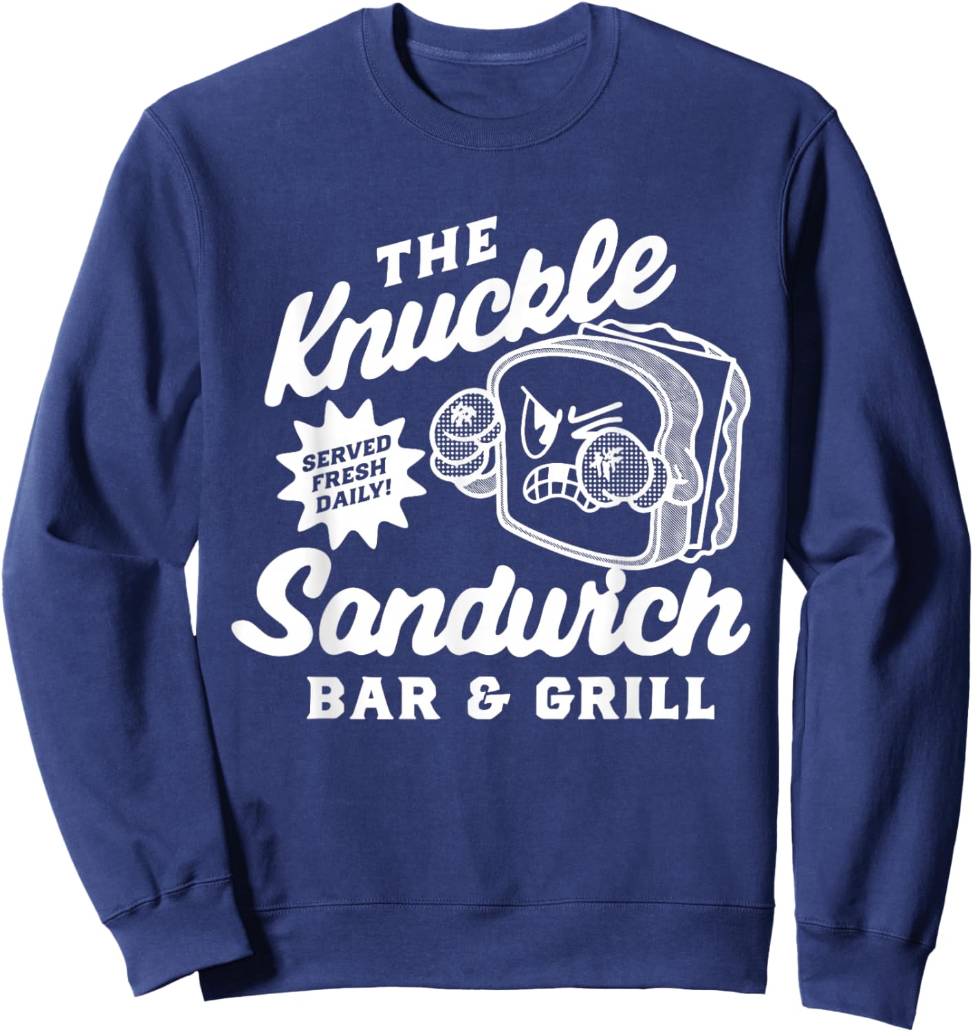 The Knuckle Sandwich Bar & Grill Fighting Joke Bar Humor Sweatshirt - Sweatshirt | Navy