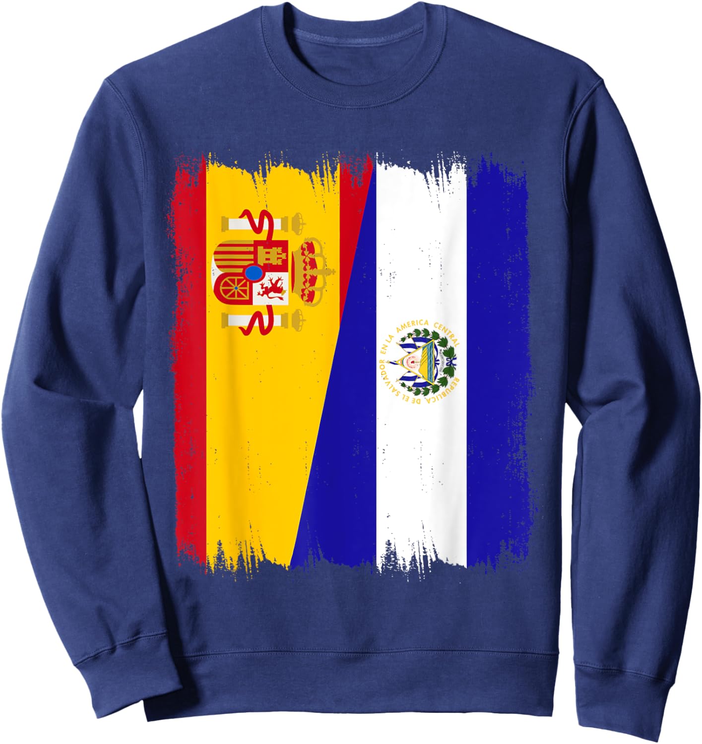 Spain El Salvador Flag Spanish Salvadorian Roots Sweatshirt - Sweatshirt | Navy