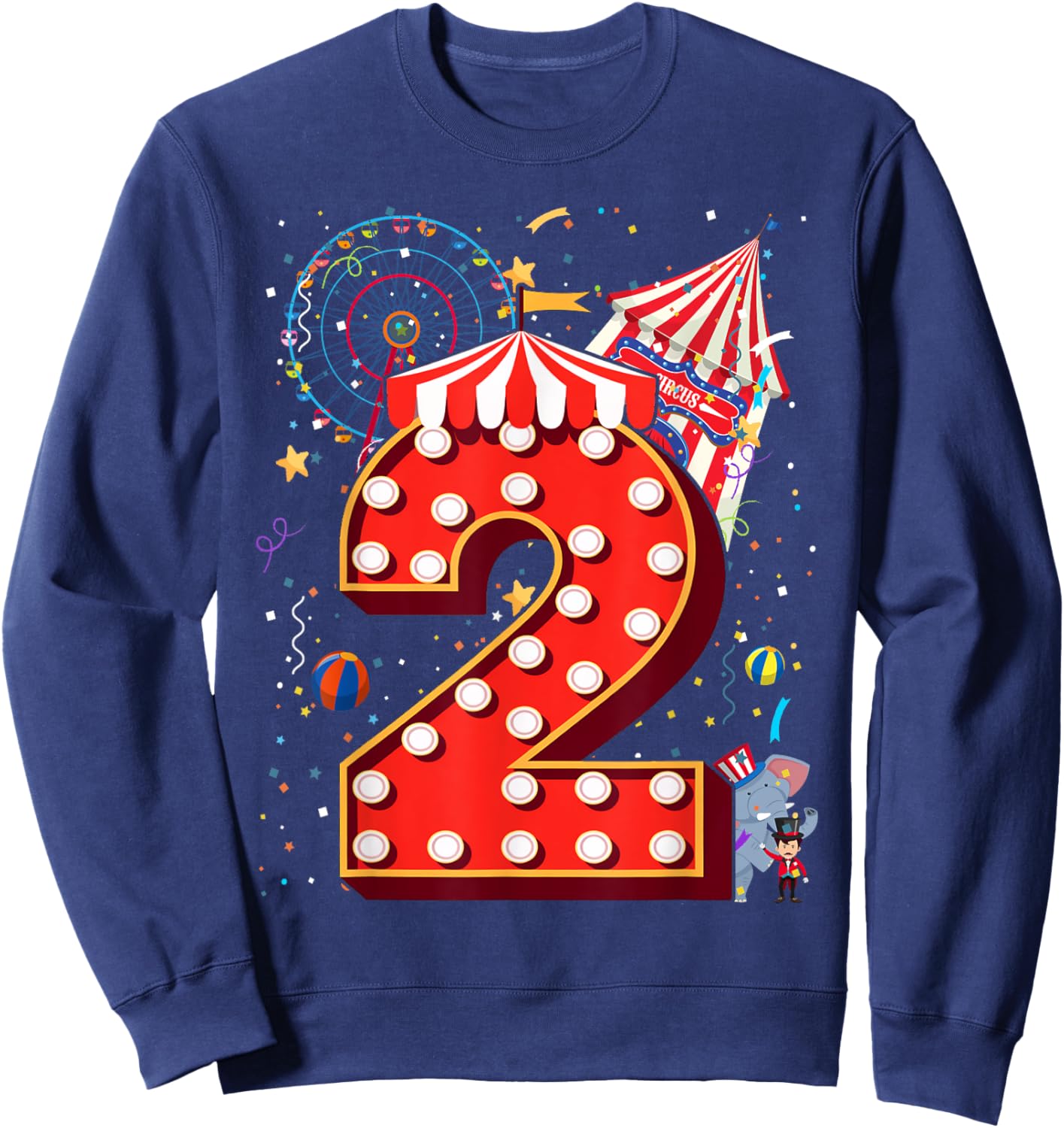 2 Year Old Circus Top Birthday Carnival 2nd Party Toddler Sweatshirt - Sweatshirt | Navy