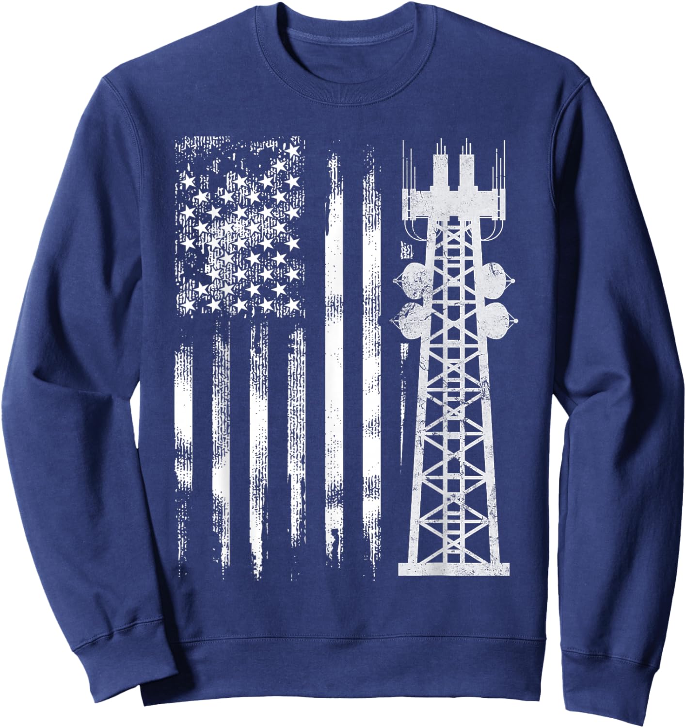 Patriotic Tower Climber Transmissionservie Climbing Sweatshirt - Sweatshirt | Navy