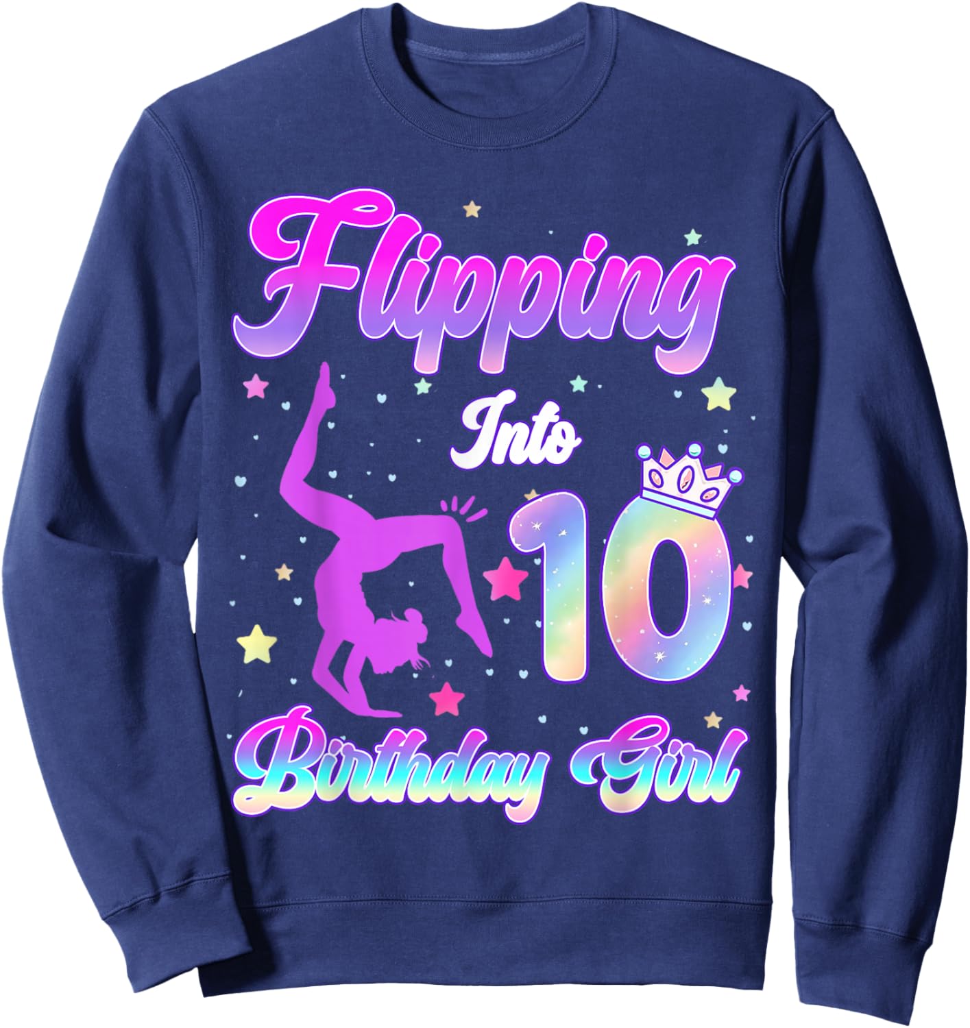 Kids 10th Birthday Girl Gymnastics 10 Year Old Gymnast Girl Sweatshirt - Sweatshirt | Navy