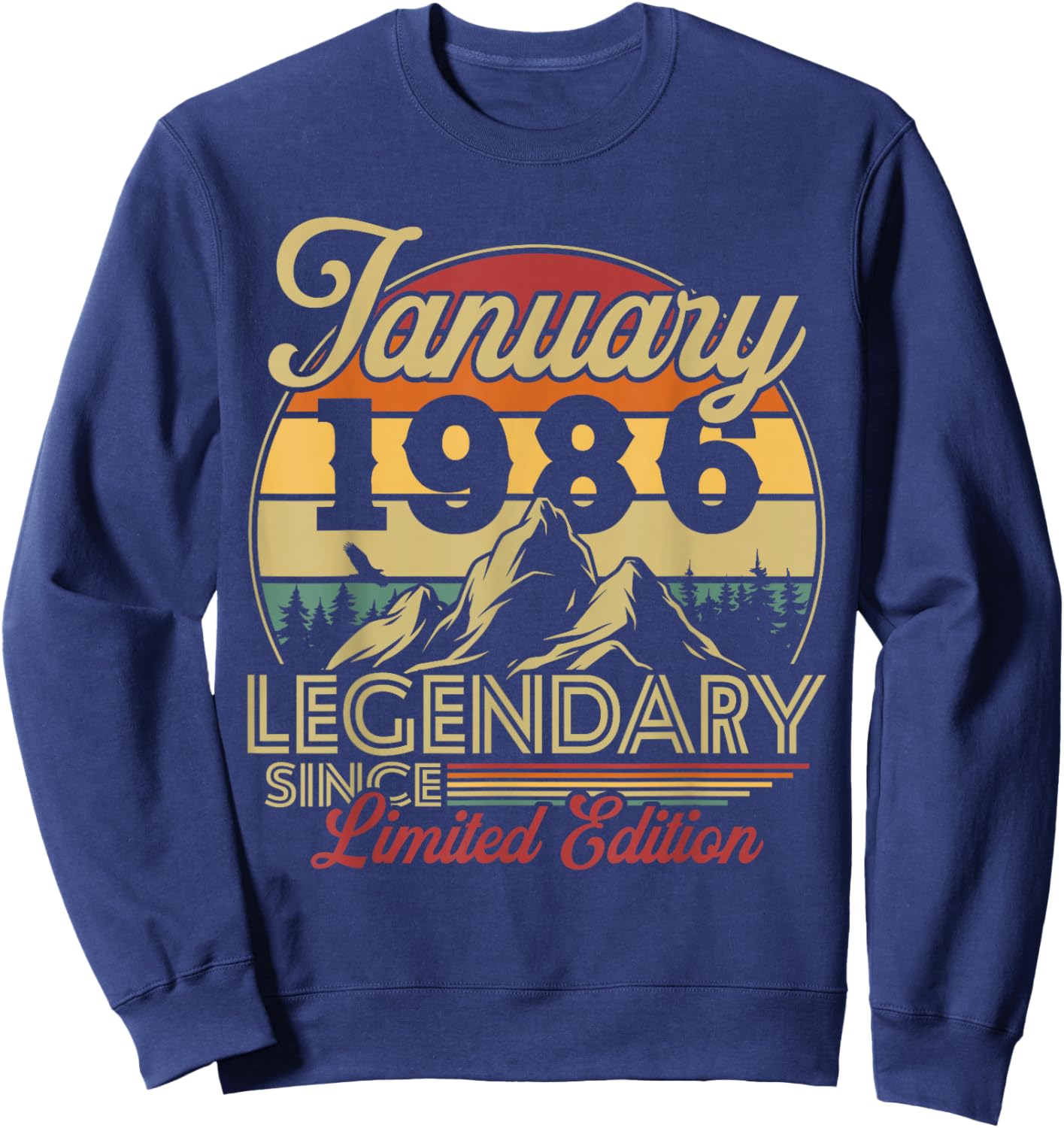 Vintage 40th Birthday Gift Born in January 1986 Sweatshirt - Sweatshirt | Navy
