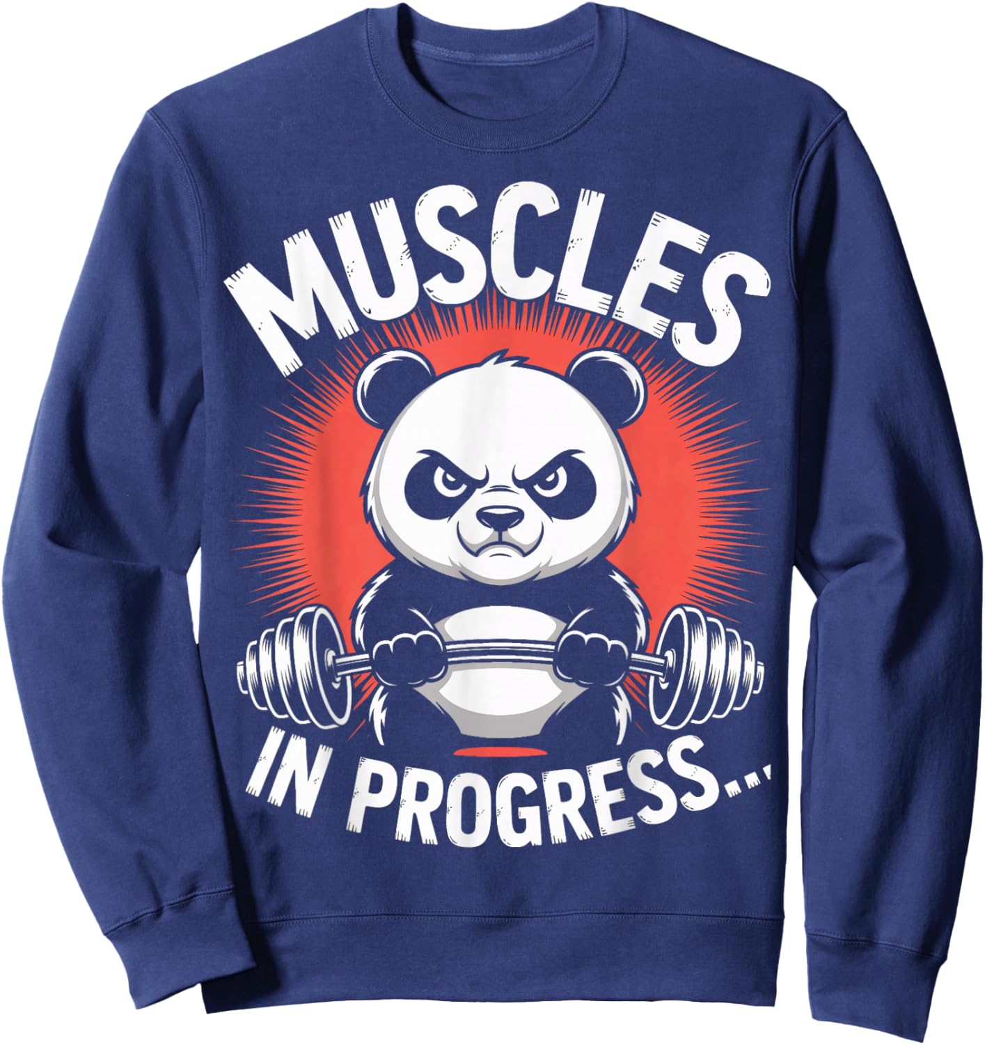 Muscles in Progress Workout Panda Barbell Gym Enthusiast Sweatshirt - Sweatshirt | Navy