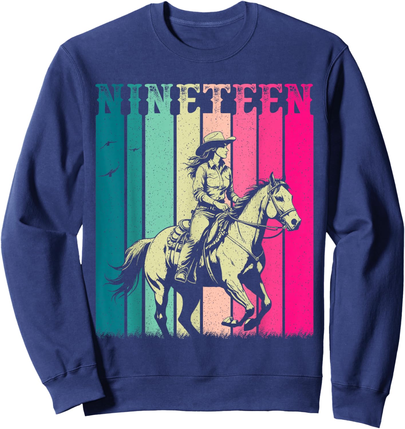 Cowgirl 19th Birthday Girls 19 Year Old Western Rodeo Party Sweatshirt - Sweatshirt | Navy