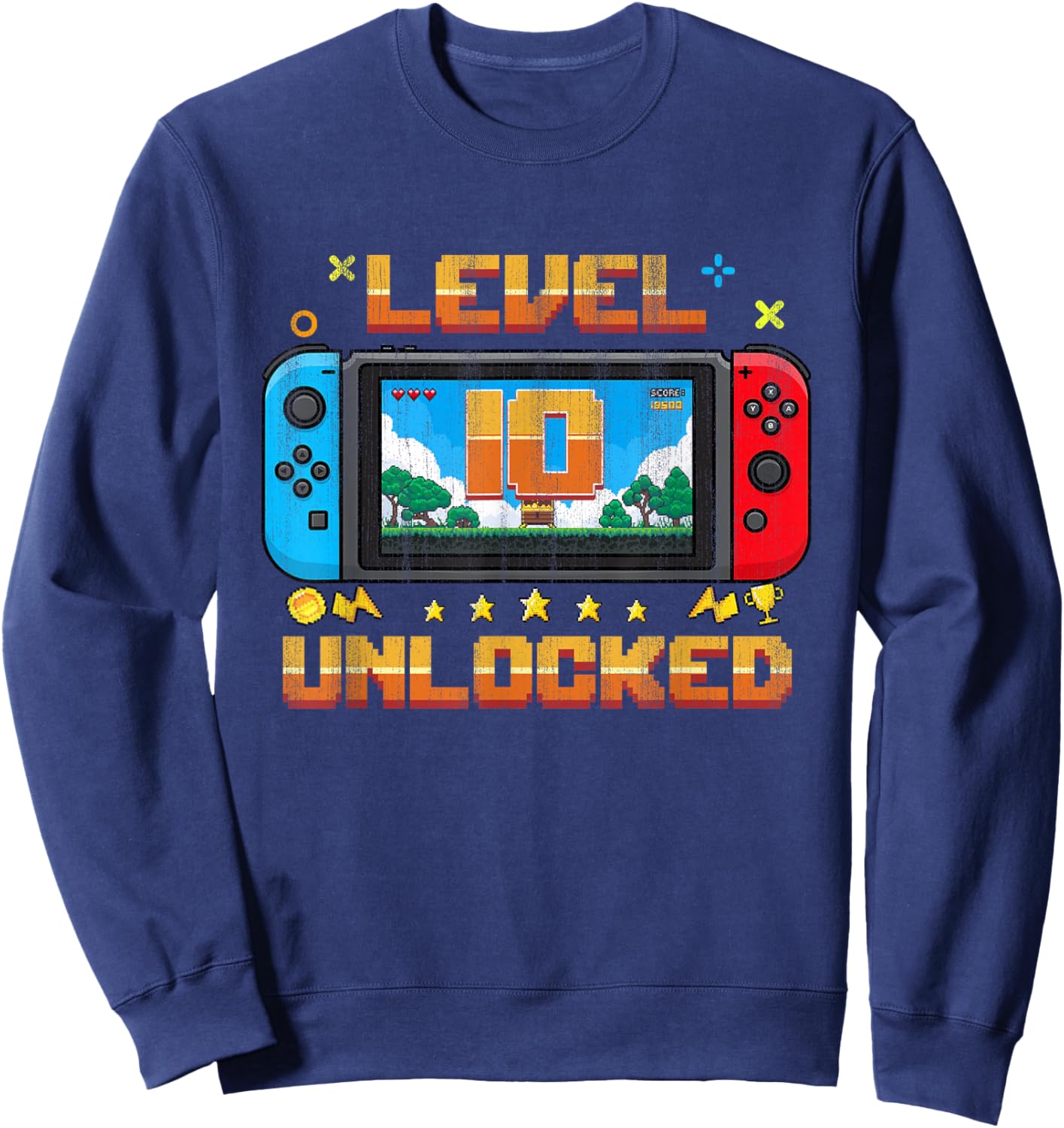 Gaming Gift Boys Level 10 Unlocked 10th Birthday Video Gamer Sweatshirt - Sweatshirt | Navy