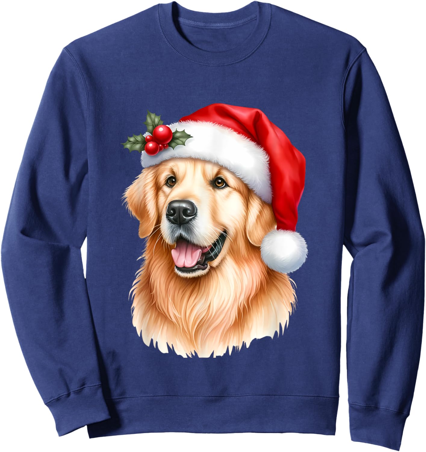 Christmas Golden Retriever Santa Hat Dog Lover Xmas Women Kids Sweatshirt - Sweatshirt | Navy