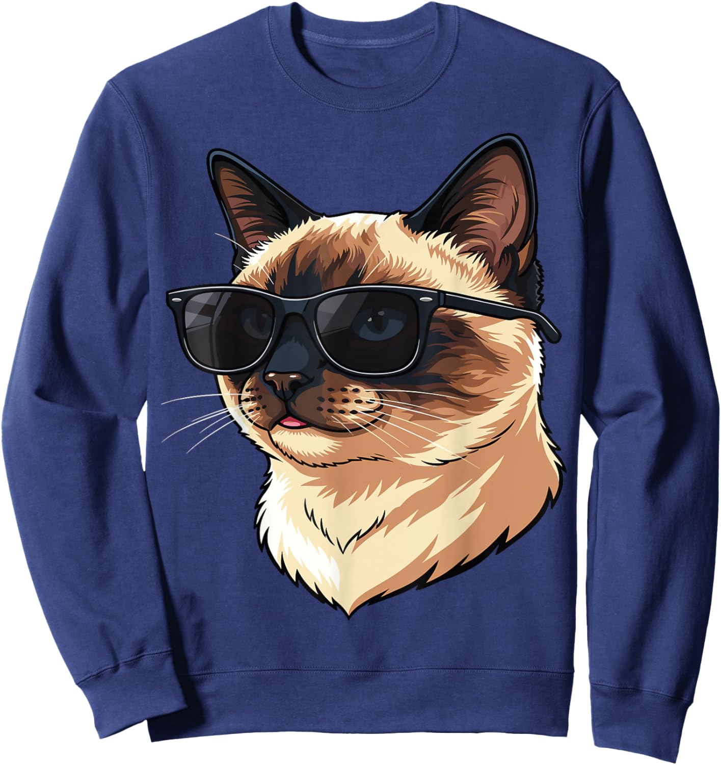 Cool Siamese Cat Wearing Sunglasses Funny Cats Lover Pets Sweatshirt - Sweatshirt | Navy