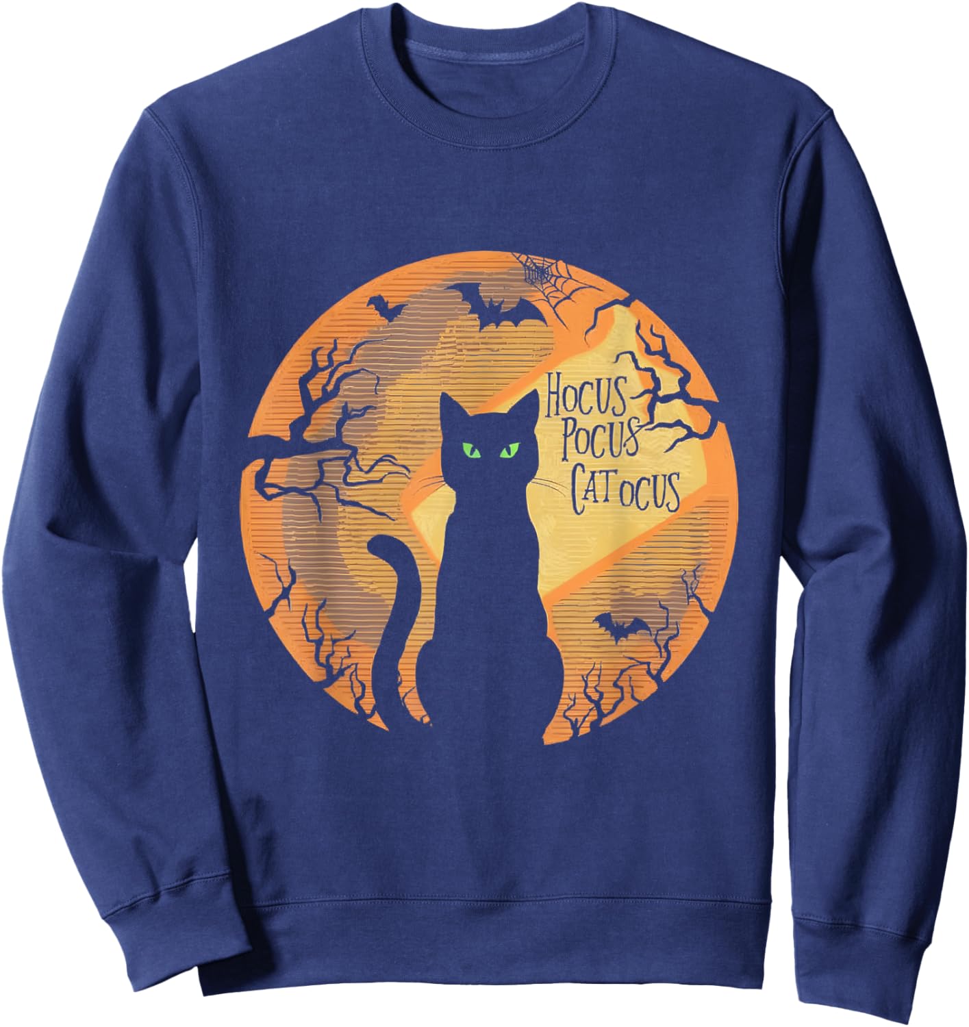 Hocus Pocus Catocus Halloween Black Cat Lover Sweatshirt - Sweatshirt | Navy