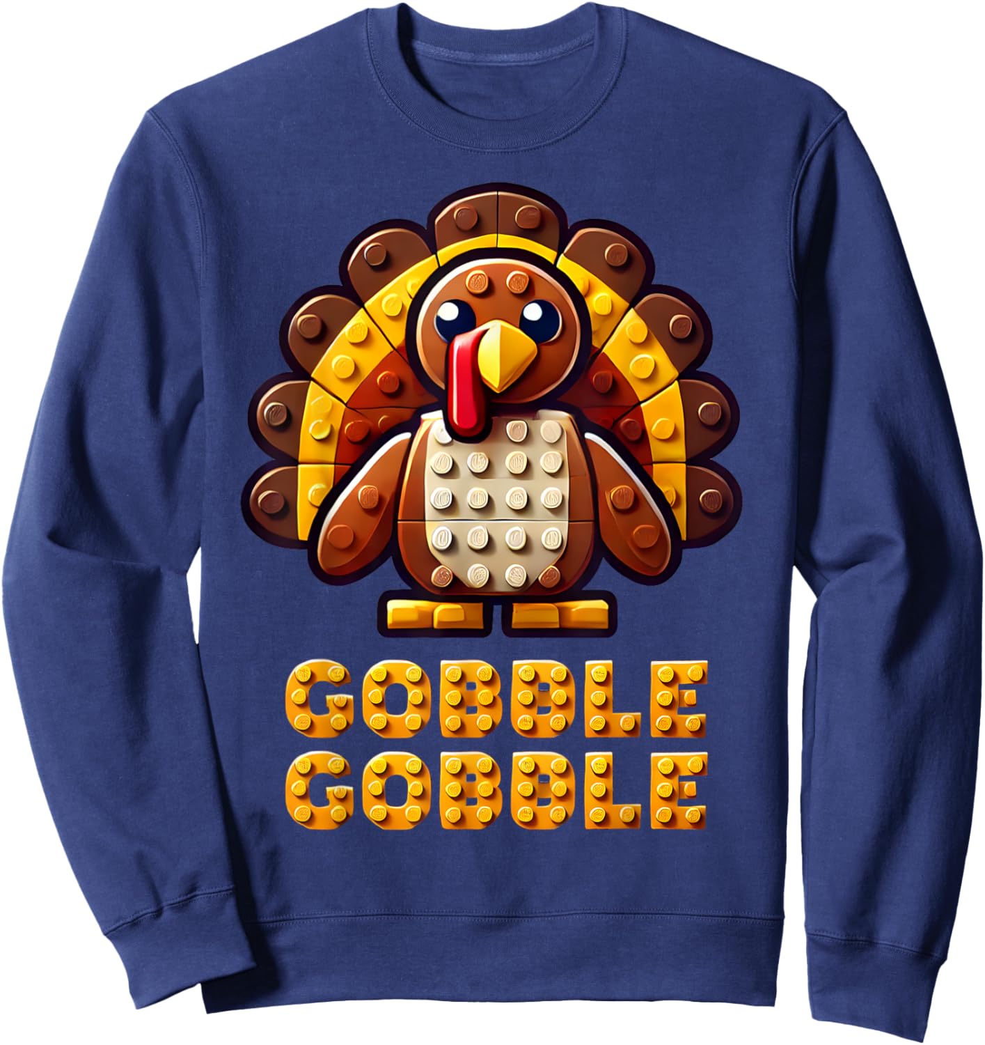 Play Building Blocks Turkey Thanksgiving Builder Boys Kids Sweatshirt - Sweatshirt | Navy