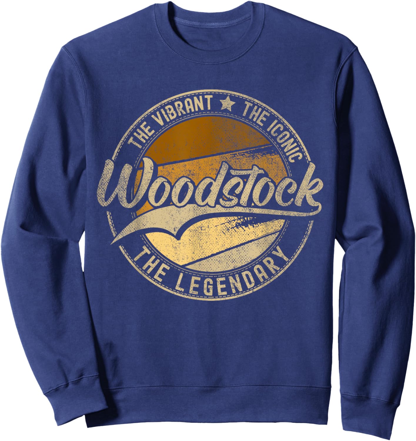 Woodstock GA | Georgia | Vintage Distressed , Small, Black Sweatshirt - Sweatshirt | Navy