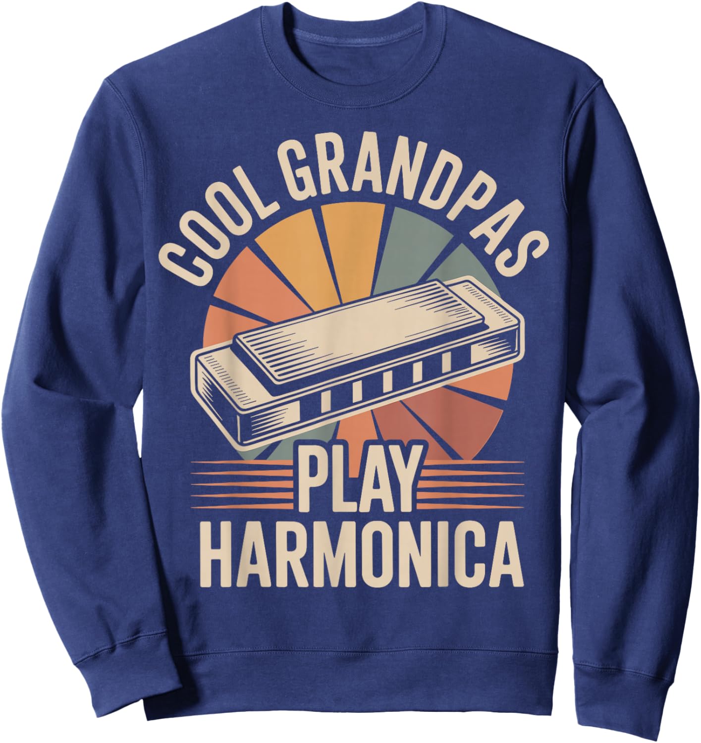 Cool Grandpas Play Harmonica Funny Sweatshirt - Sweatshirt | Navy