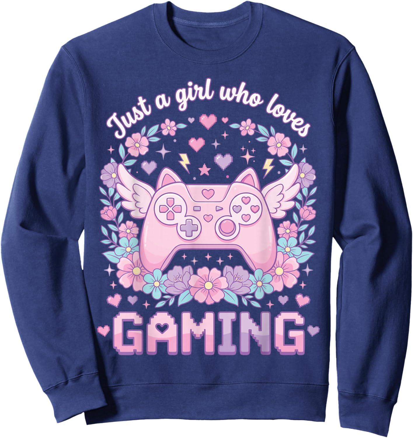Just A Girl Who Loves Gaming Cute Gamer Video Game Culture Sweatshirt - Sweatshirt | Navy