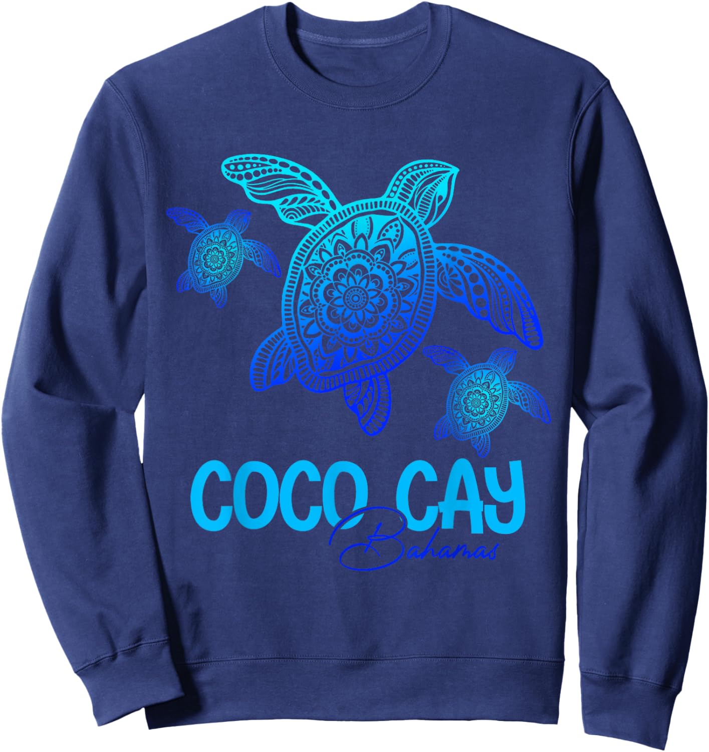Coco Cay Bahamas Vacation Tribal Sea Turtle Sweatshirt - Sweatshirt | Navy