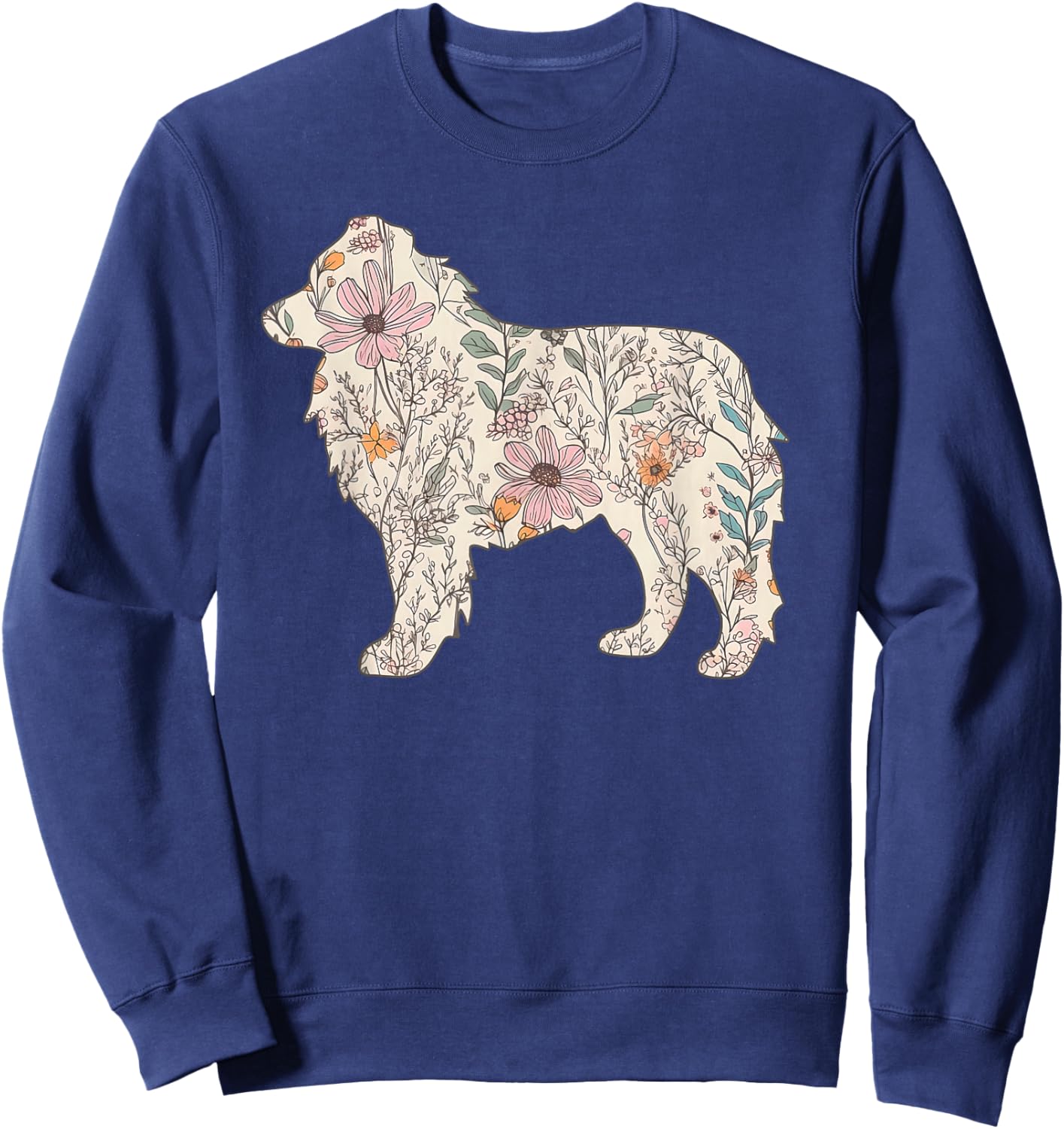 Wildflowers Australian Shepherd, Aussie Dog Mom Mother's Day Sweatshirt - Sweatshirt | Navy