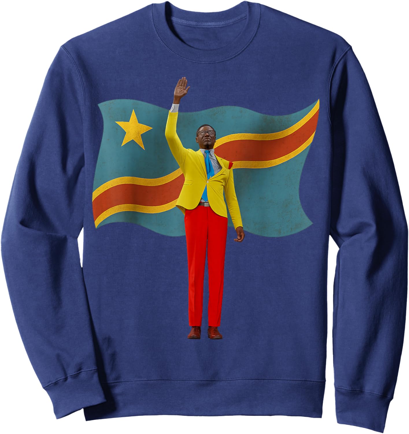 Lumumba - Congo Fan Design - Tribute to the Raised Hand Sweatshirt - Sweatshirt | Navy