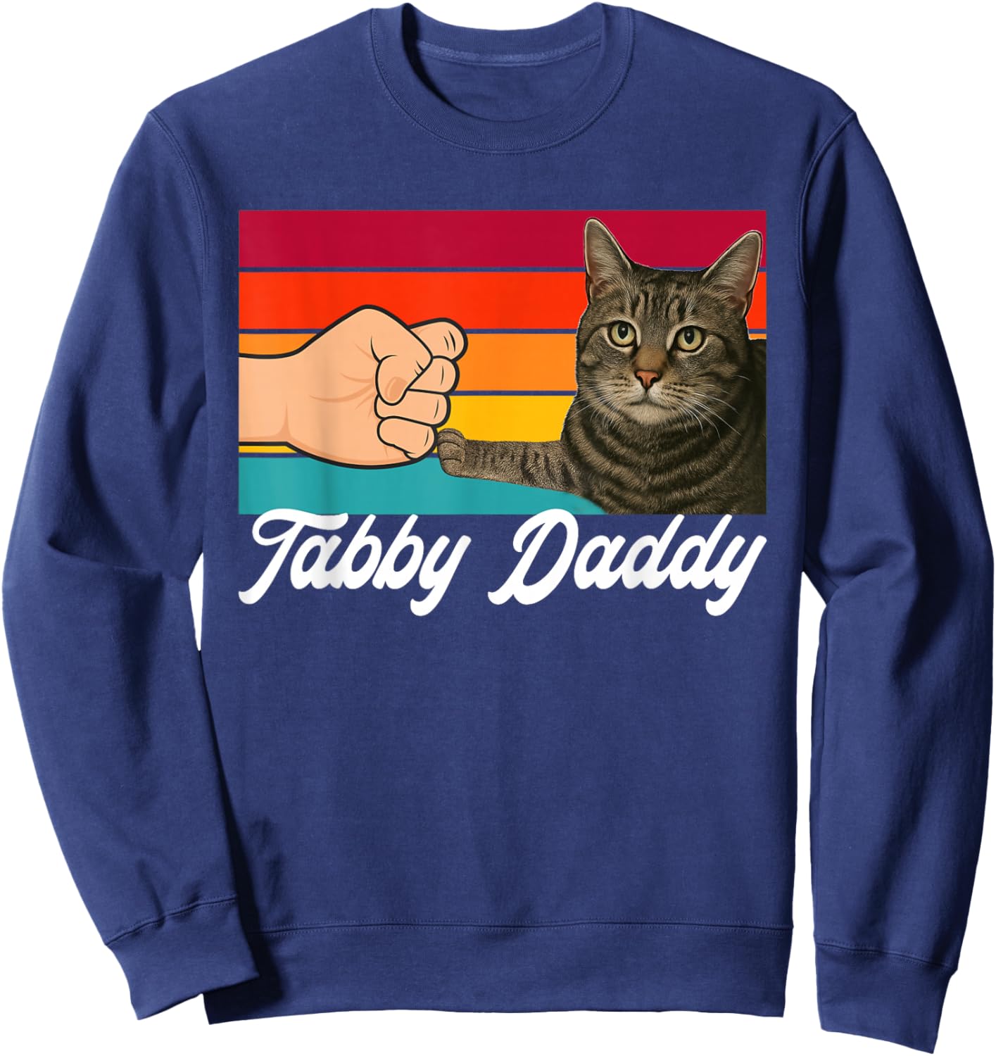 Tabby Daddy Gray Tabby Cat Dad Grey Tabby Cat Owner Sweatshirt - Sweatshirt | Navy