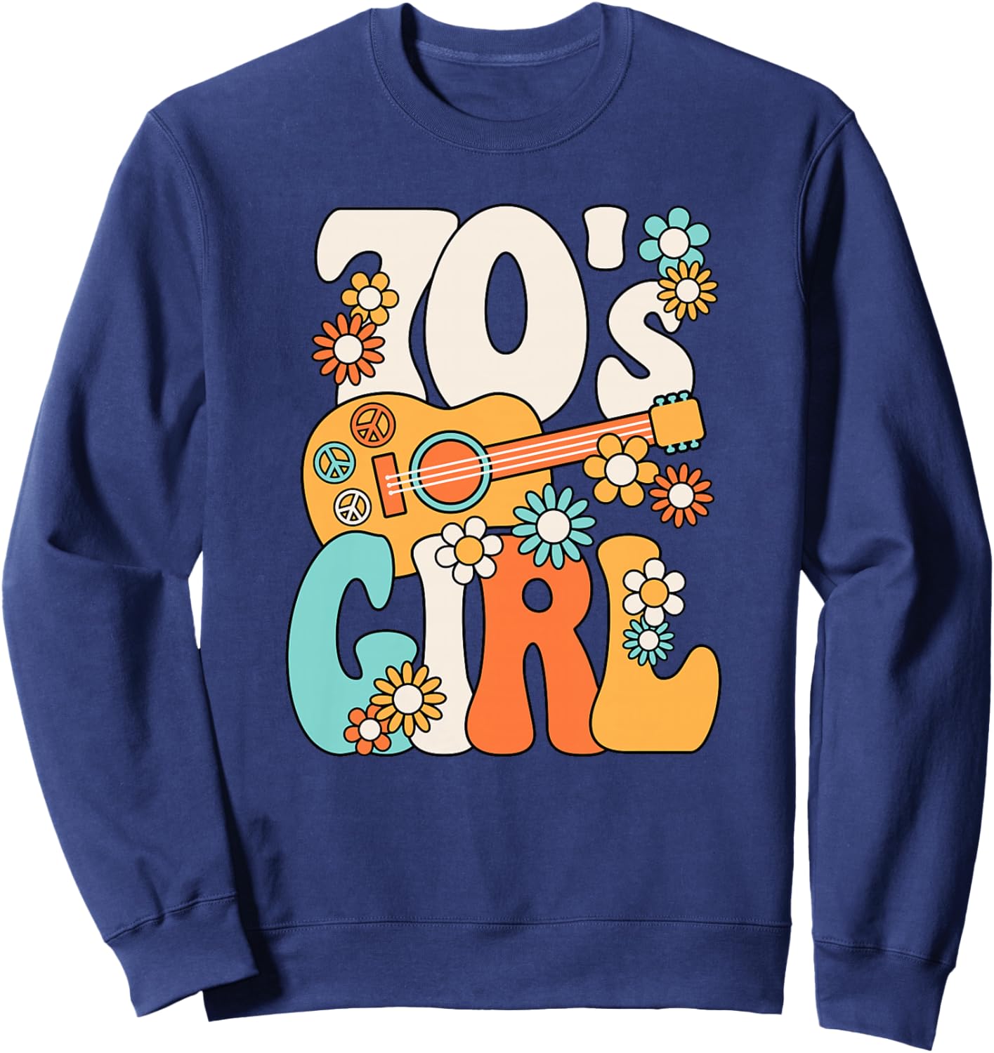 Jolie Tenue Hippie rétro années 70 pour Femmes et Filles Haut de Gamme Sweatshirt - Sweatshirt | Navy