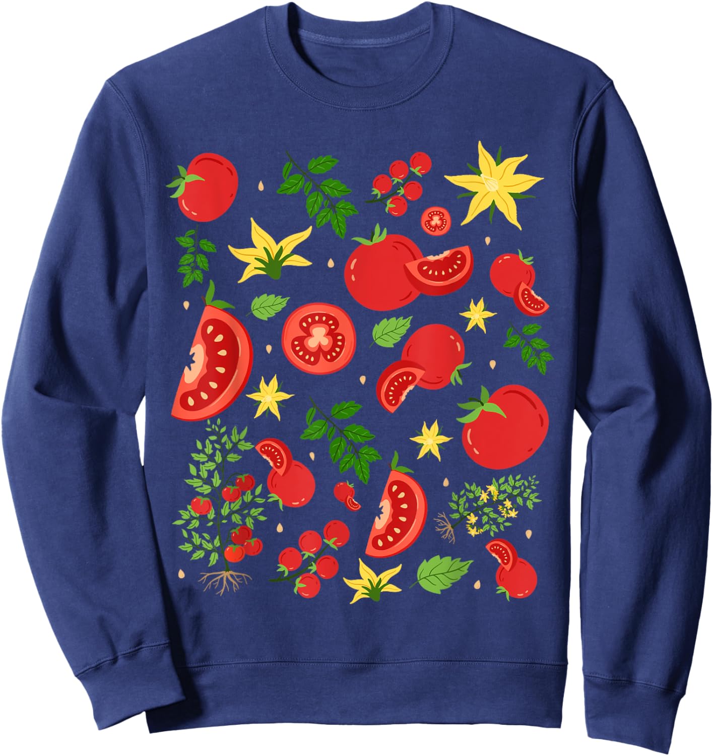 Funny Tomato Pun Hand Draw Tomatoes Watercolor Summer Foodie Sweatshirt - Sweatshirt | Navy