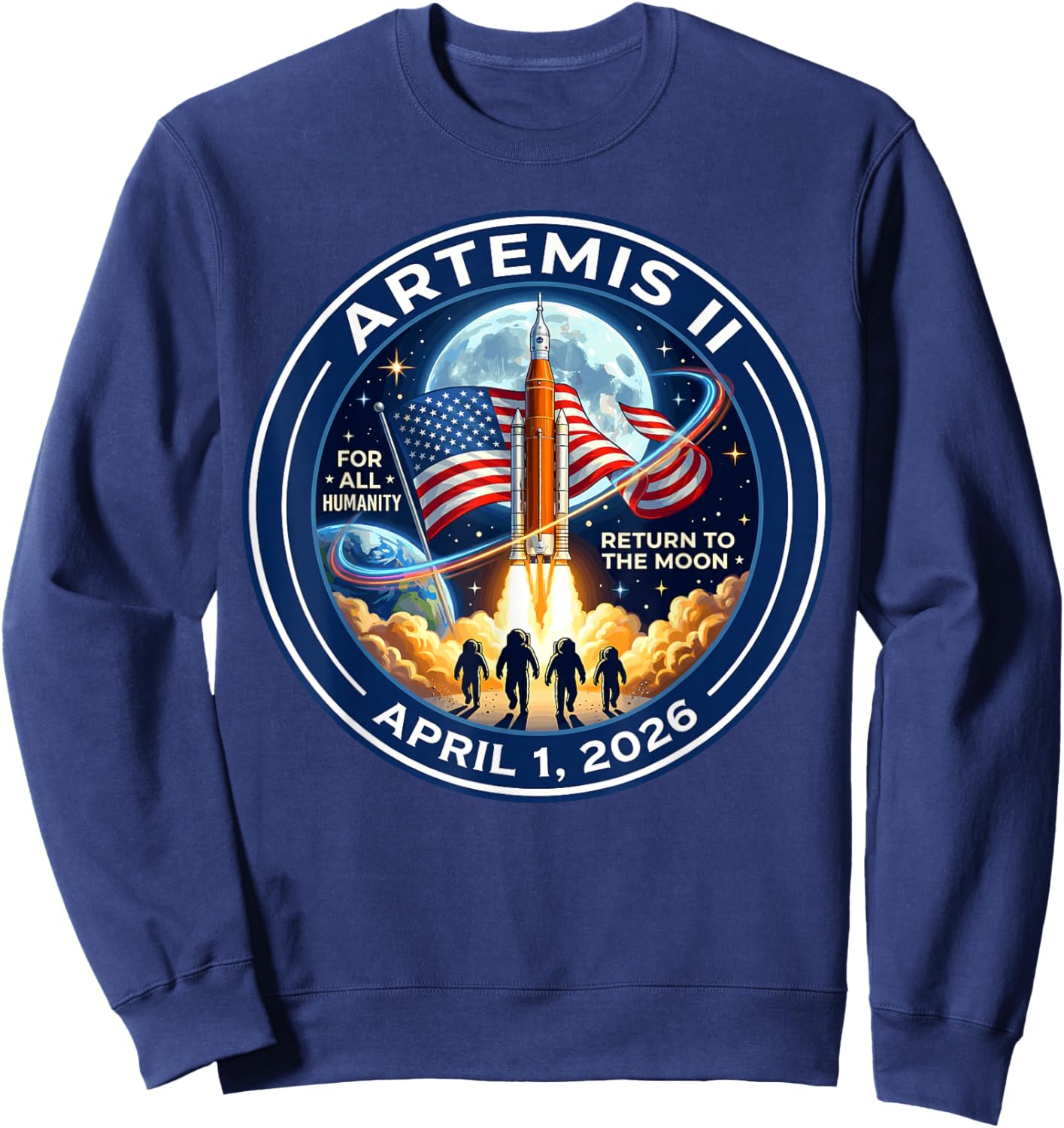 Artemis II 2026 Rocket Launch Mission to The Moon Artemis 2 Sweatshirt - Sweatshirt | Navy