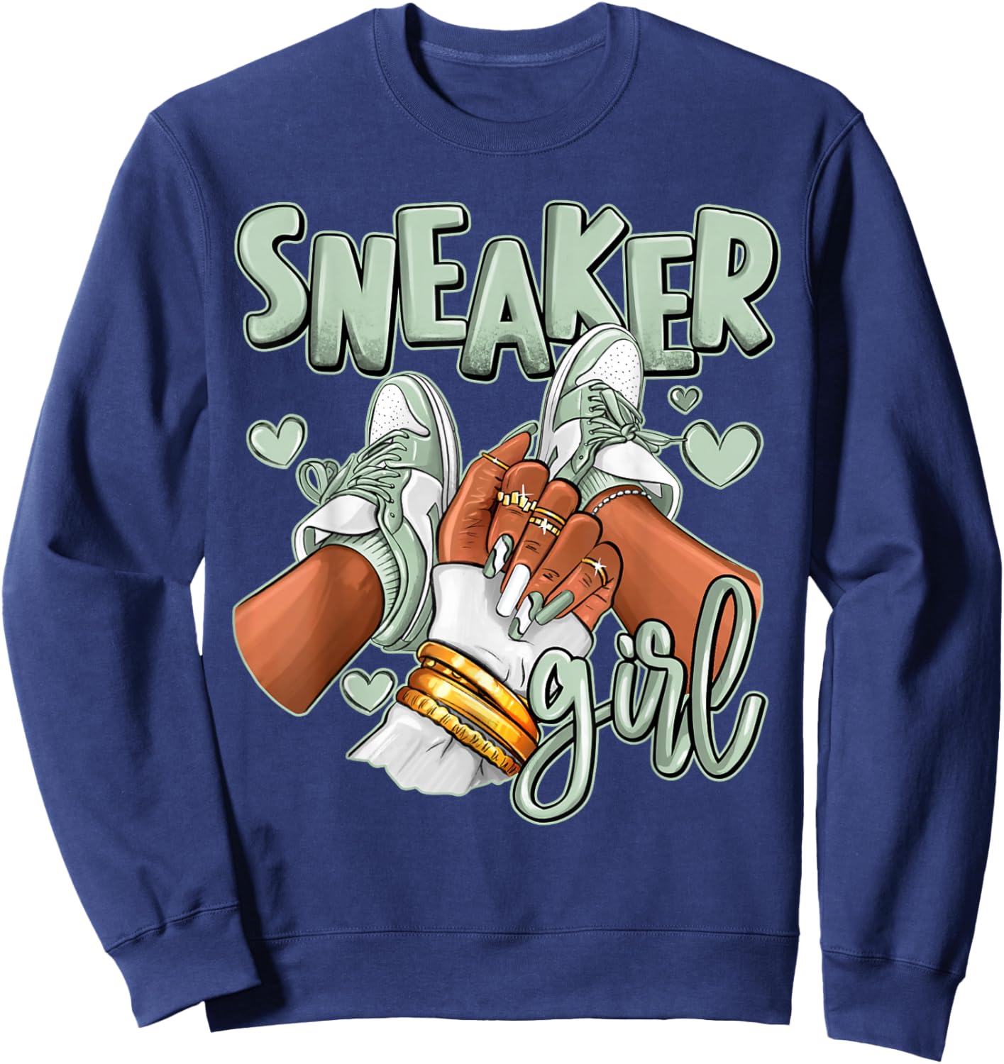 Girl Afro Seafoam Abundance 4s Matching Women Sweatshirt - Sweatshirt | Navy
