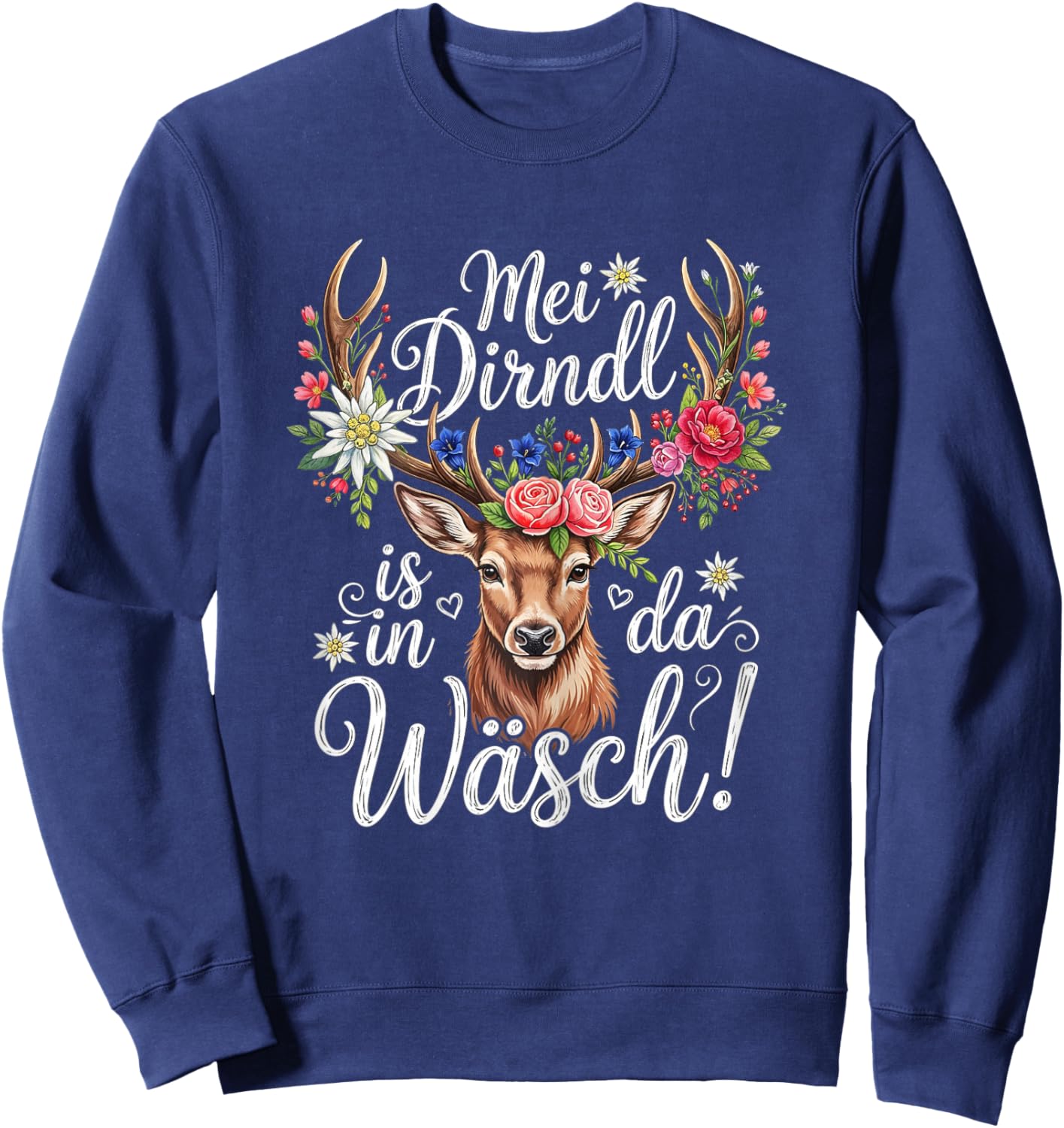 MEI Dirndl is in da Wäsch Trachtenshirt Damen Trachten Sweatshirt - Sweatshirt | Navy