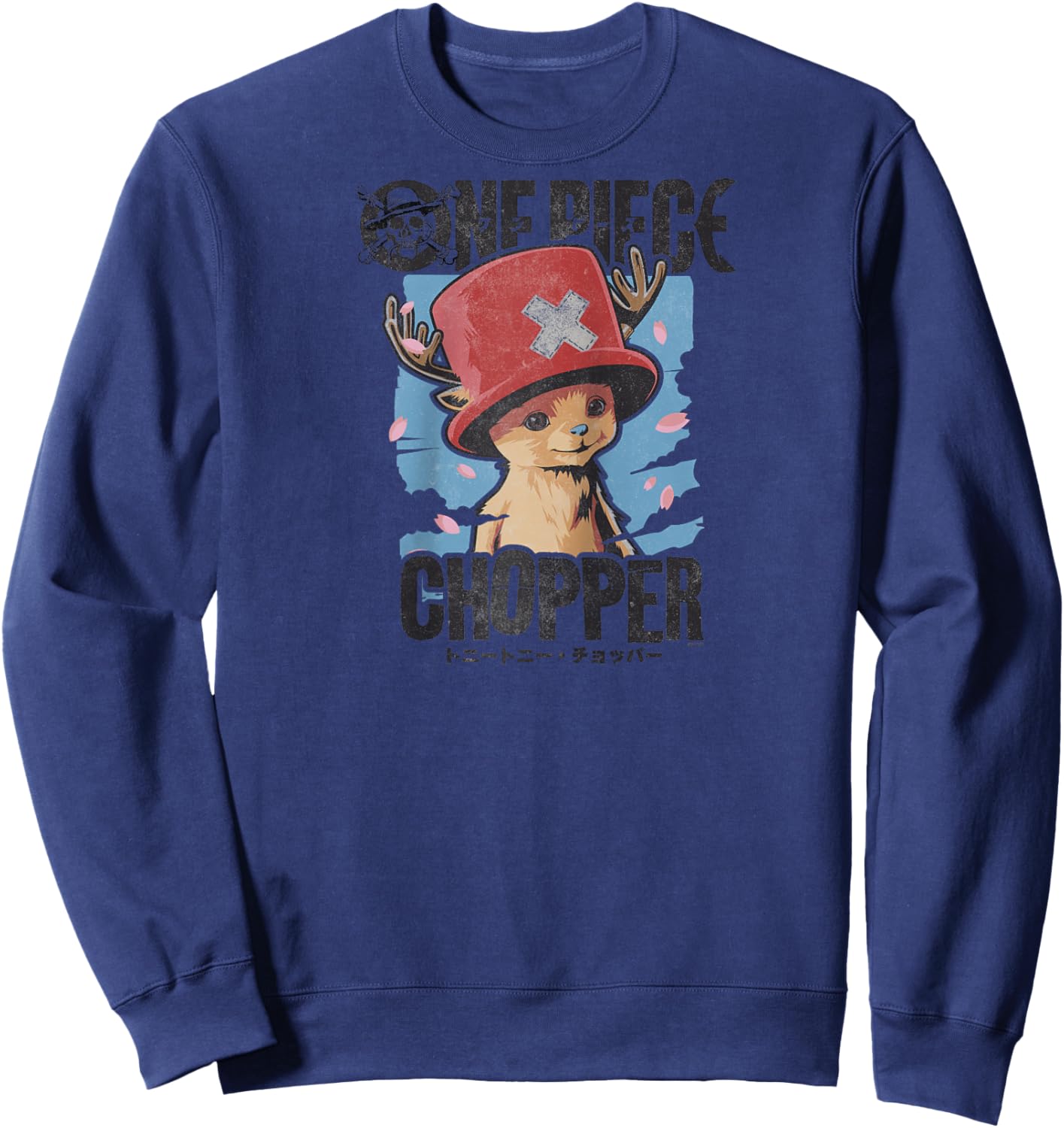 One Piece Chopper Portrait Officially Licensed Raglan Handle Sweatshirt - Sweatshirt | Navy
